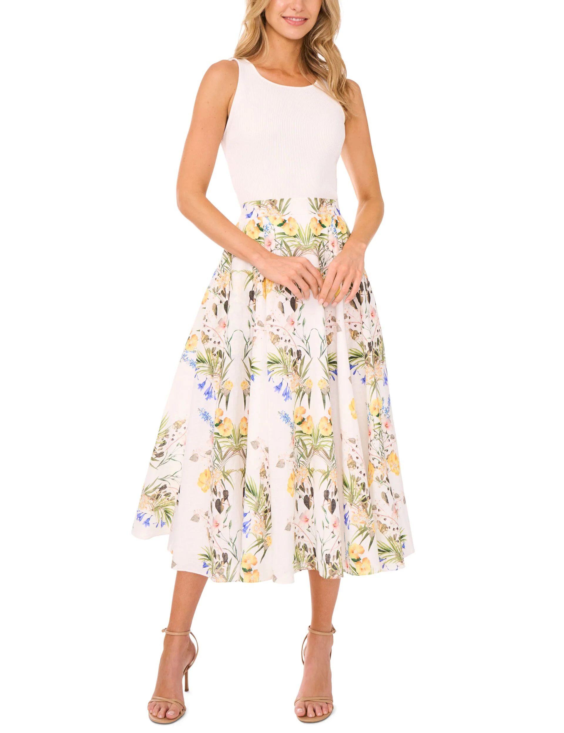 A-LINE LINEN MIDI SKIRT | WHITE - Image 2