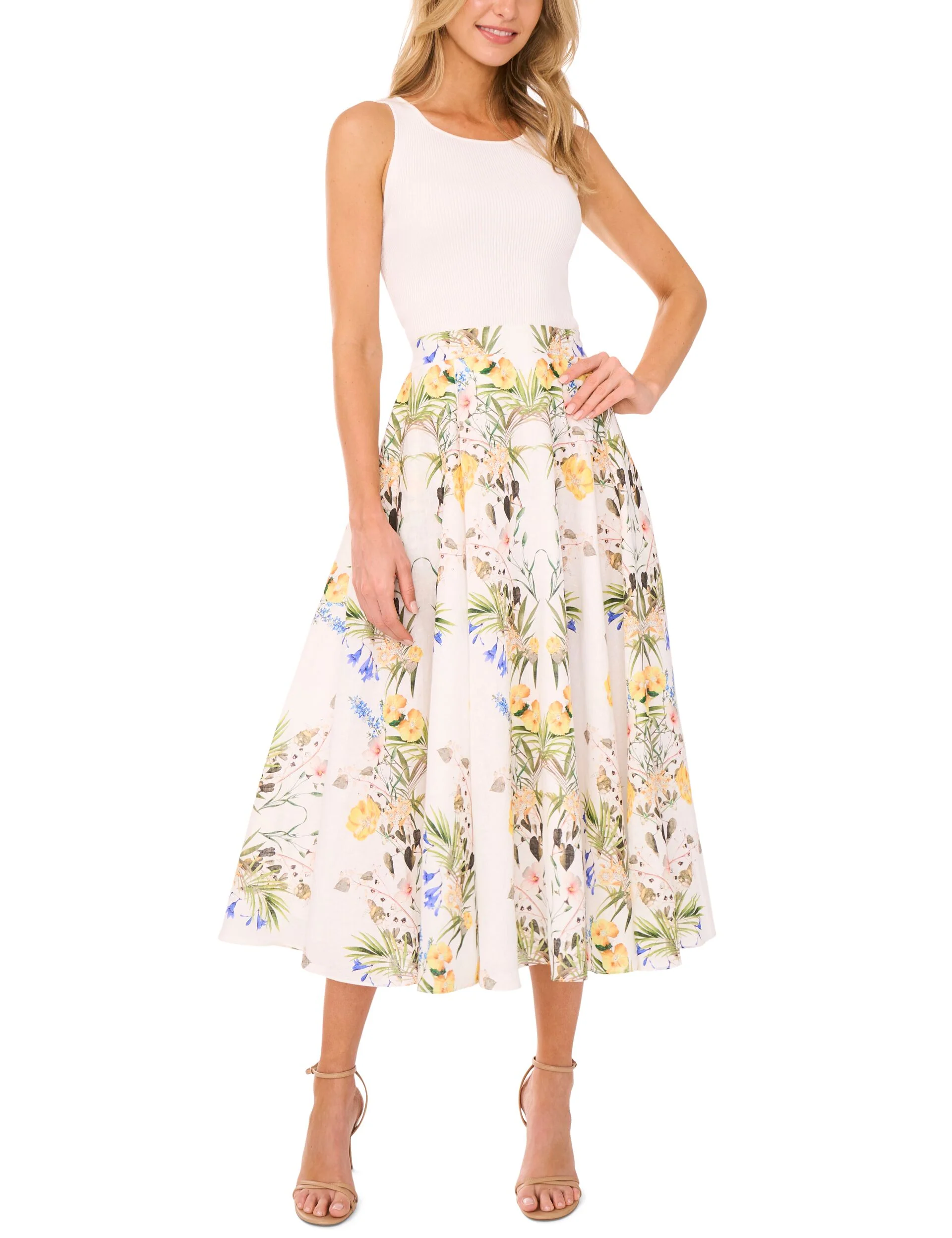 A-LINE LINEN MIDI SKIRT | WHITE - Image 3