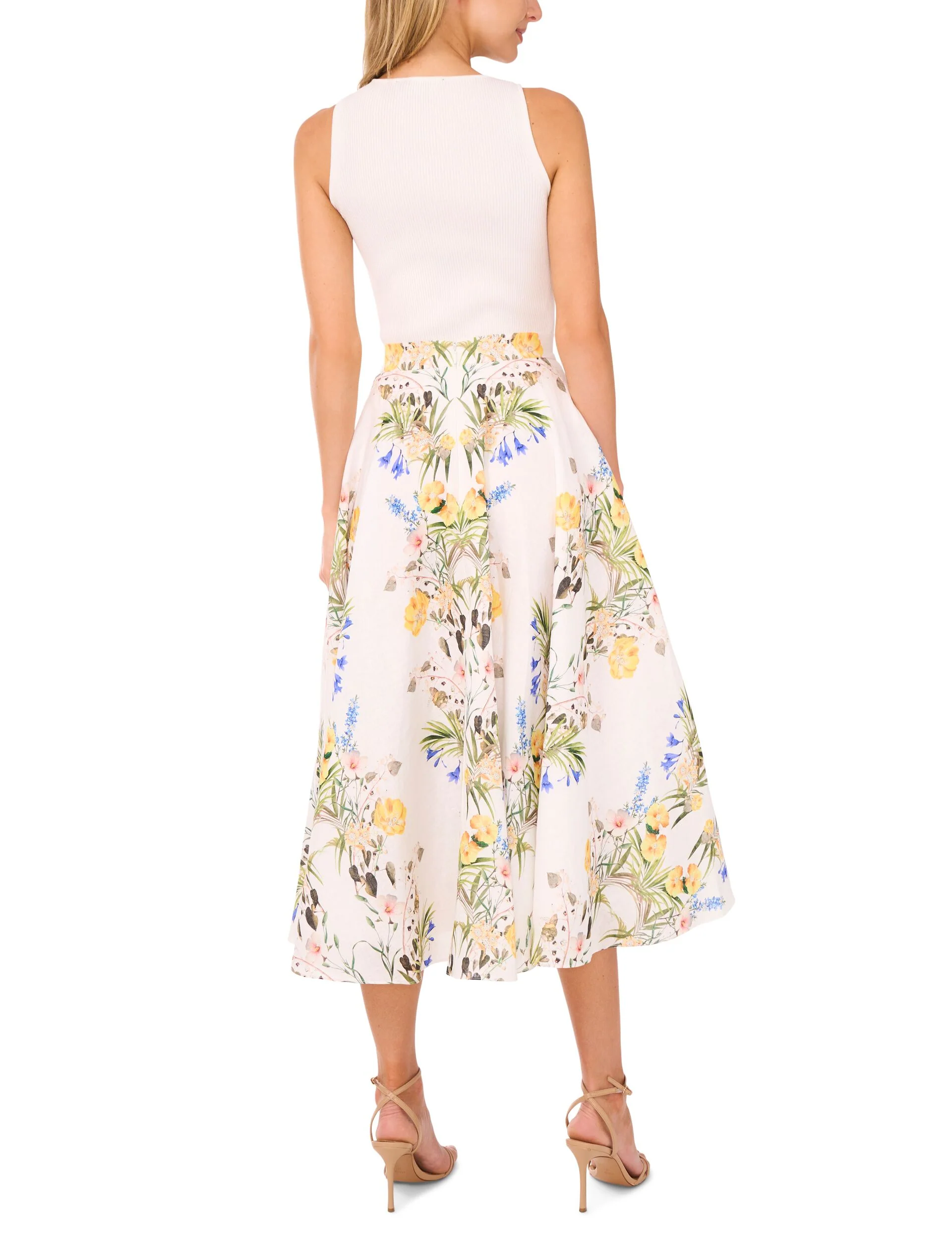 A-LINE LINEN MIDI SKIRT | WHITE - Image 4