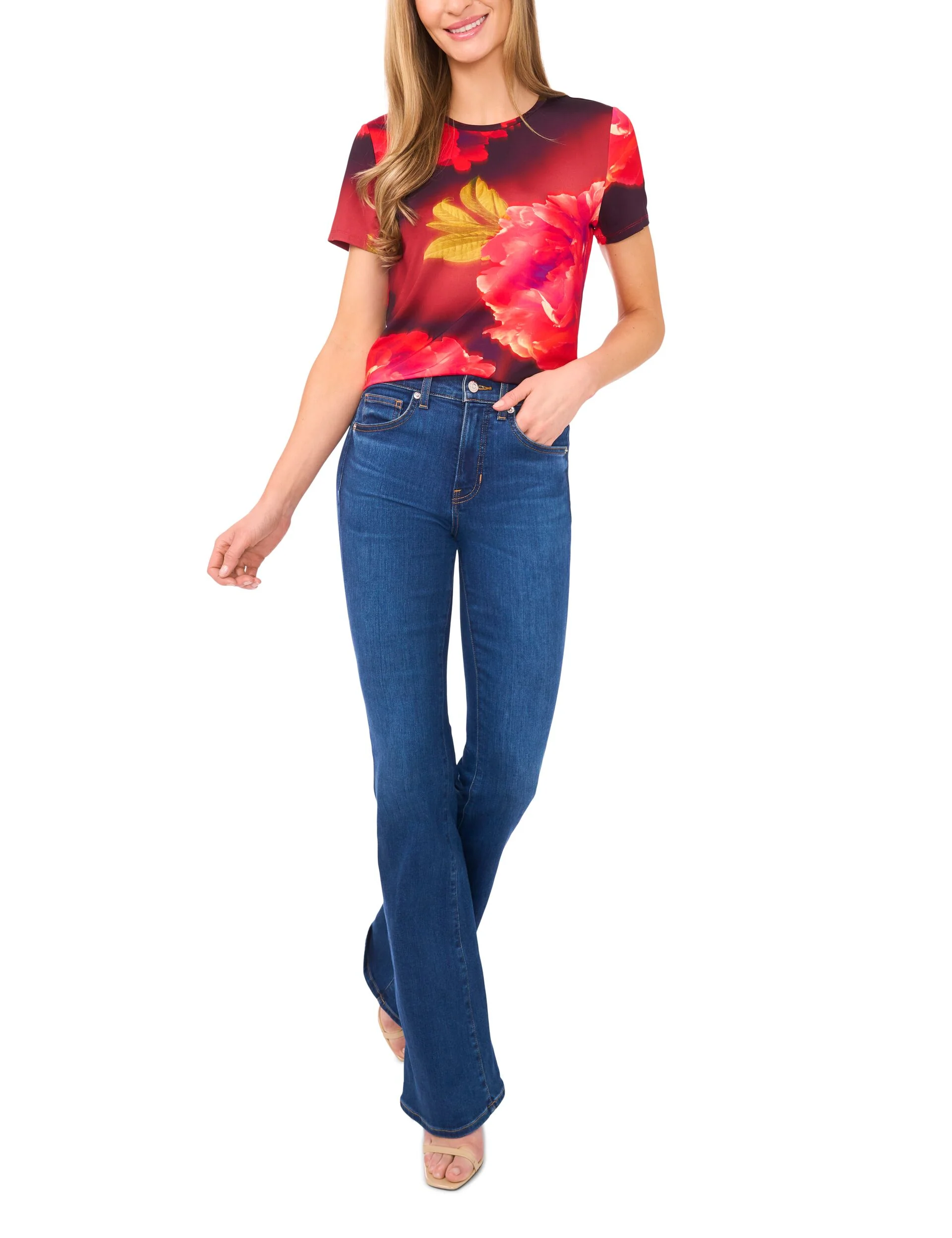 ALLOVER FLORAL T-SHIRT | RED - Image 2