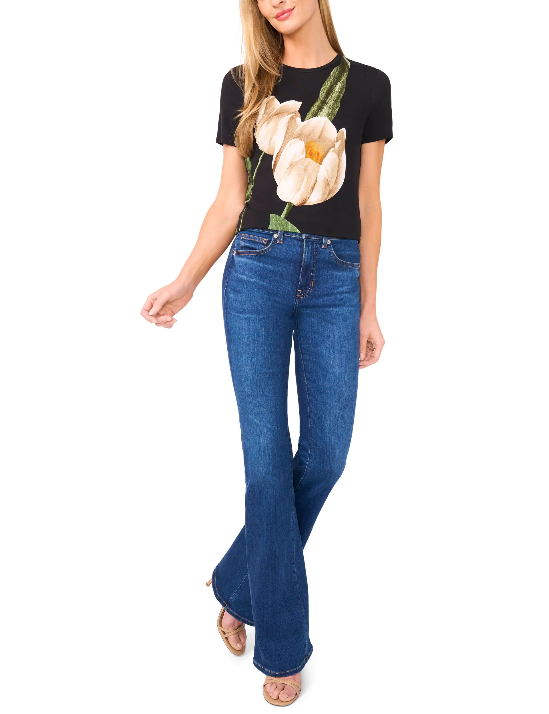 ALLOVER TULIP FLORAL T-SHIRT | BLACK - Image 4