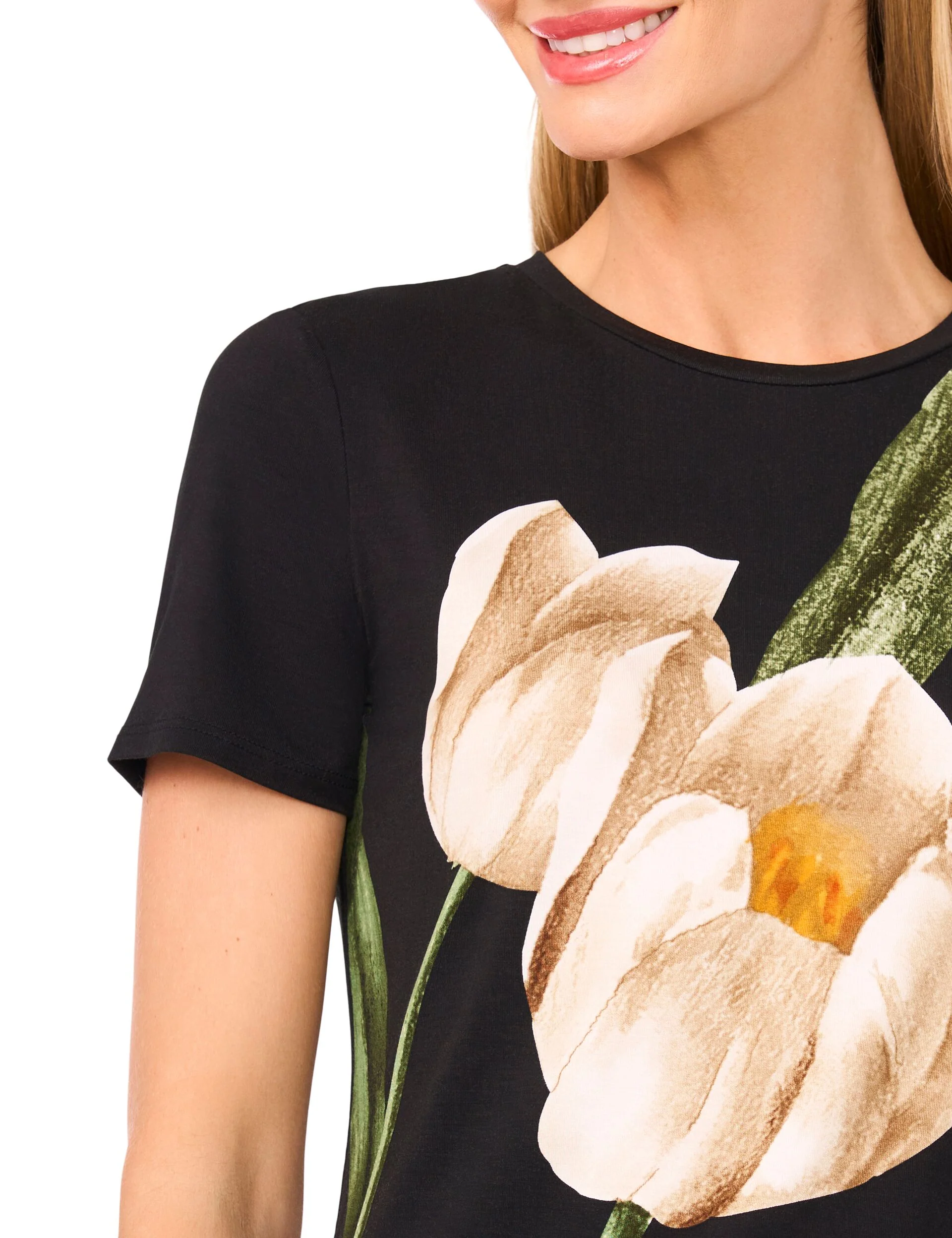 ALLOVER TULIP FLORAL T-SHIRT | BLACK - Image 6