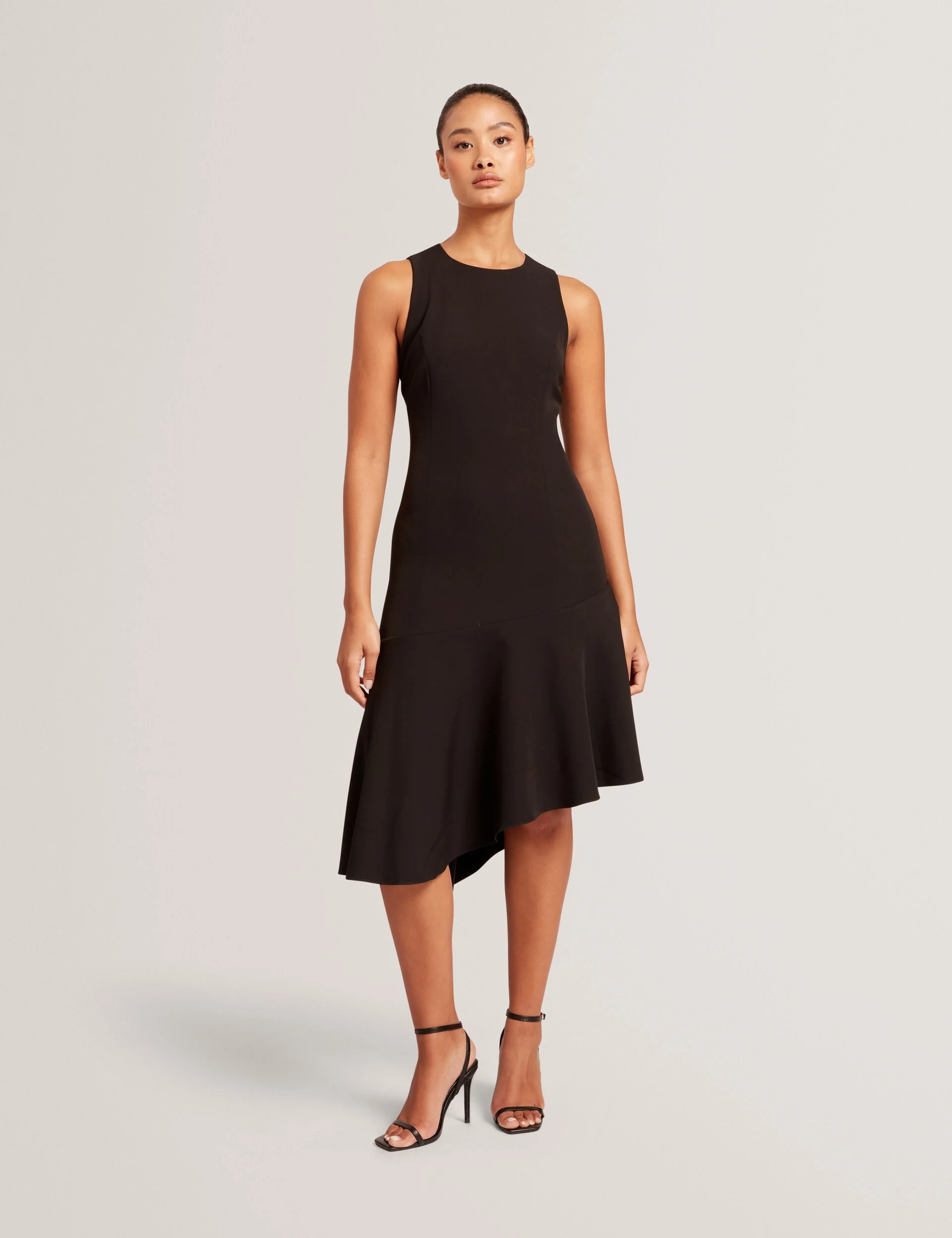 ASYMMETRIC MIDI DRESS | BLACK - Image 2
