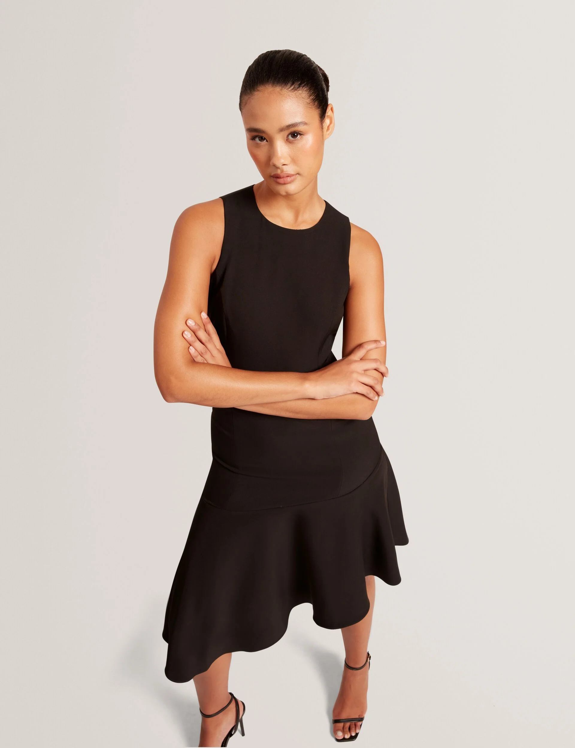 ASYMMETRIC MIDI DRESS | BLACK - Image 5