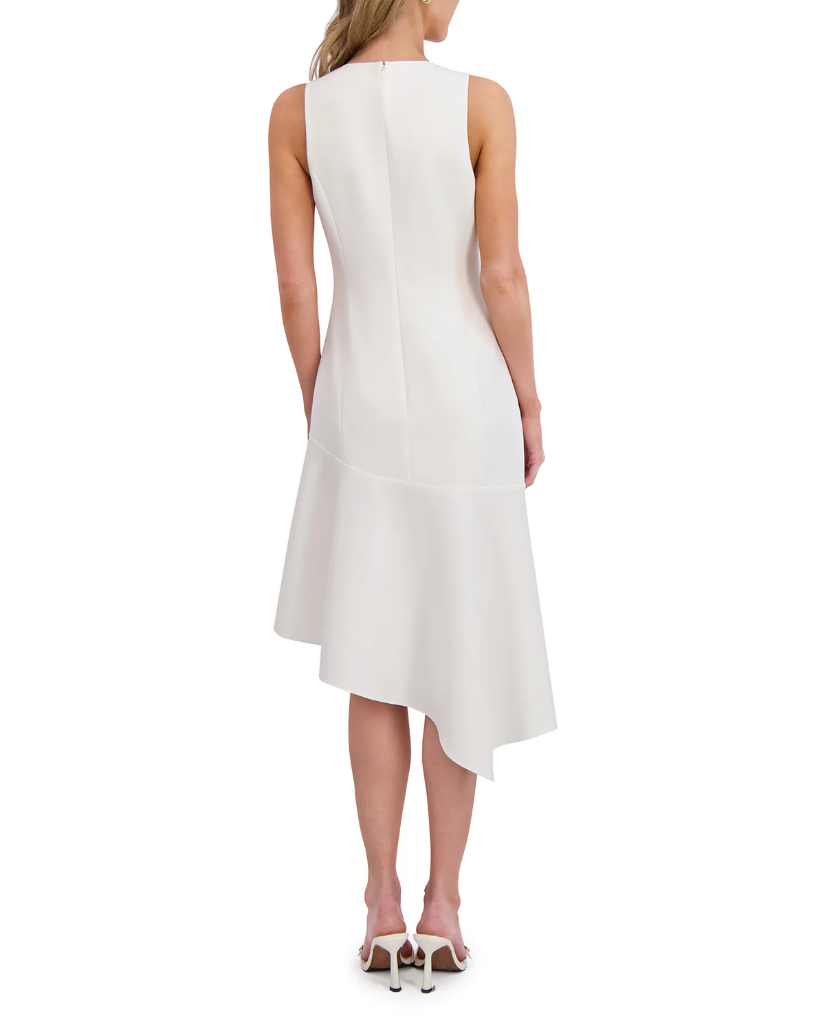 ASYMMETRIC MIDI DRESS | WHITE - Image 3