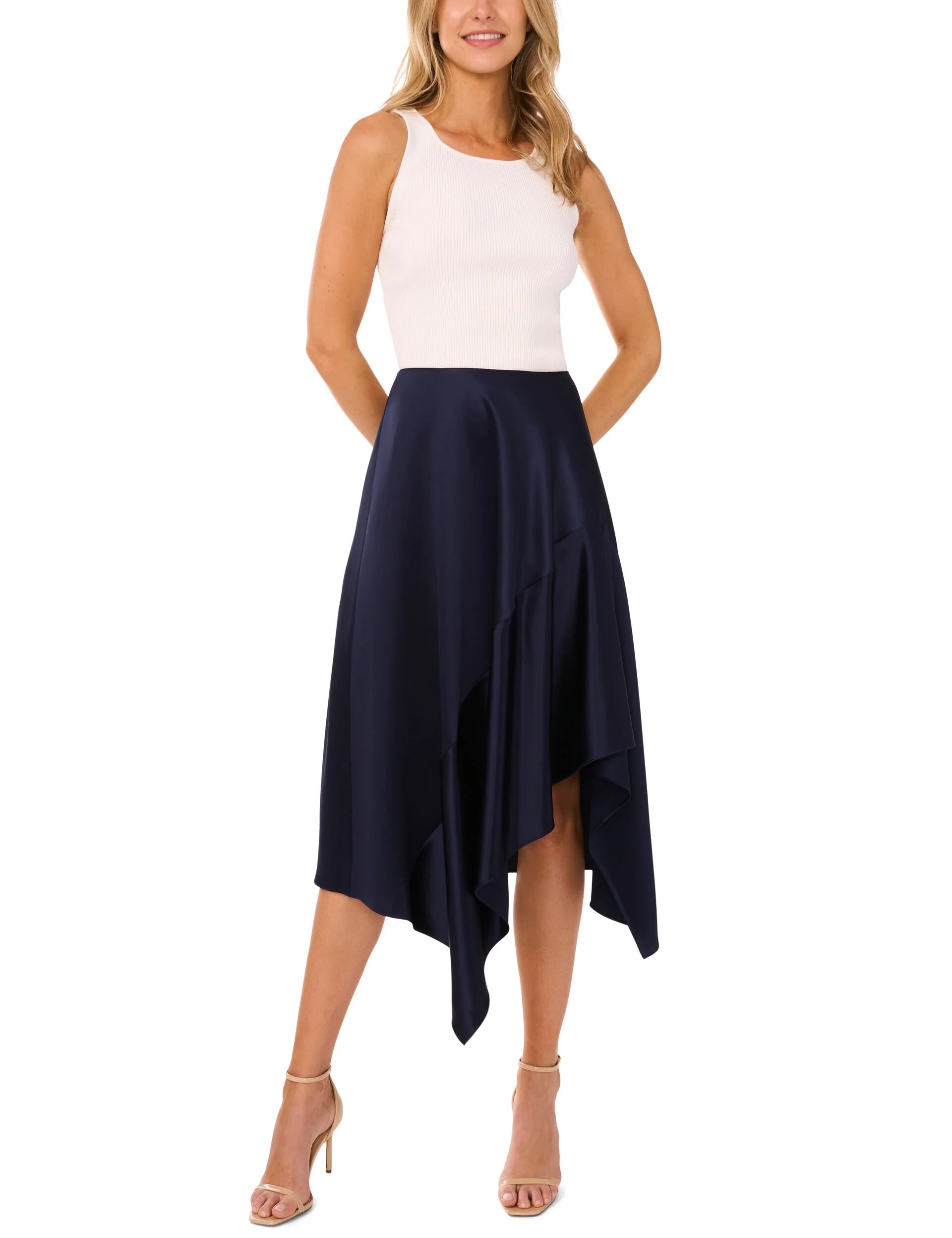 ASYMMETRIC MIDI SKIRT | NAVY - Image 2