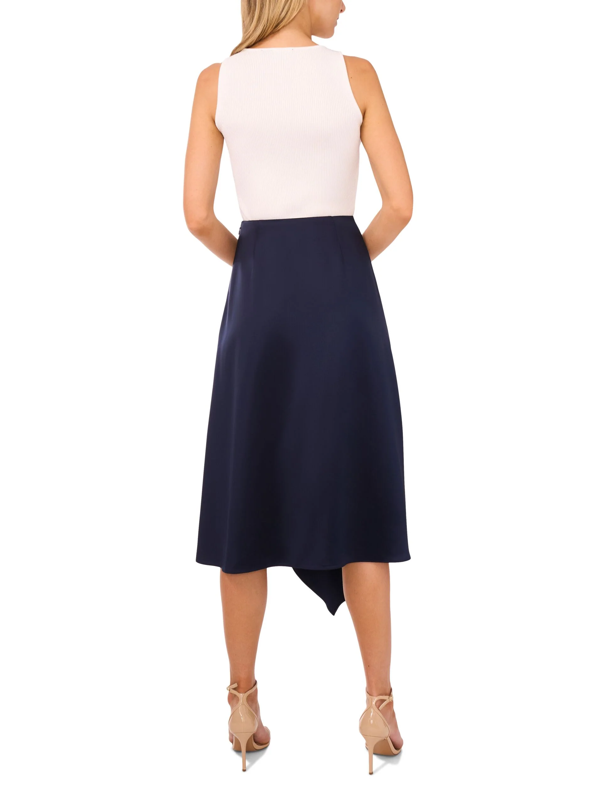 ASYMMETRIC MIDI SKIRT | NAVY - Image 5