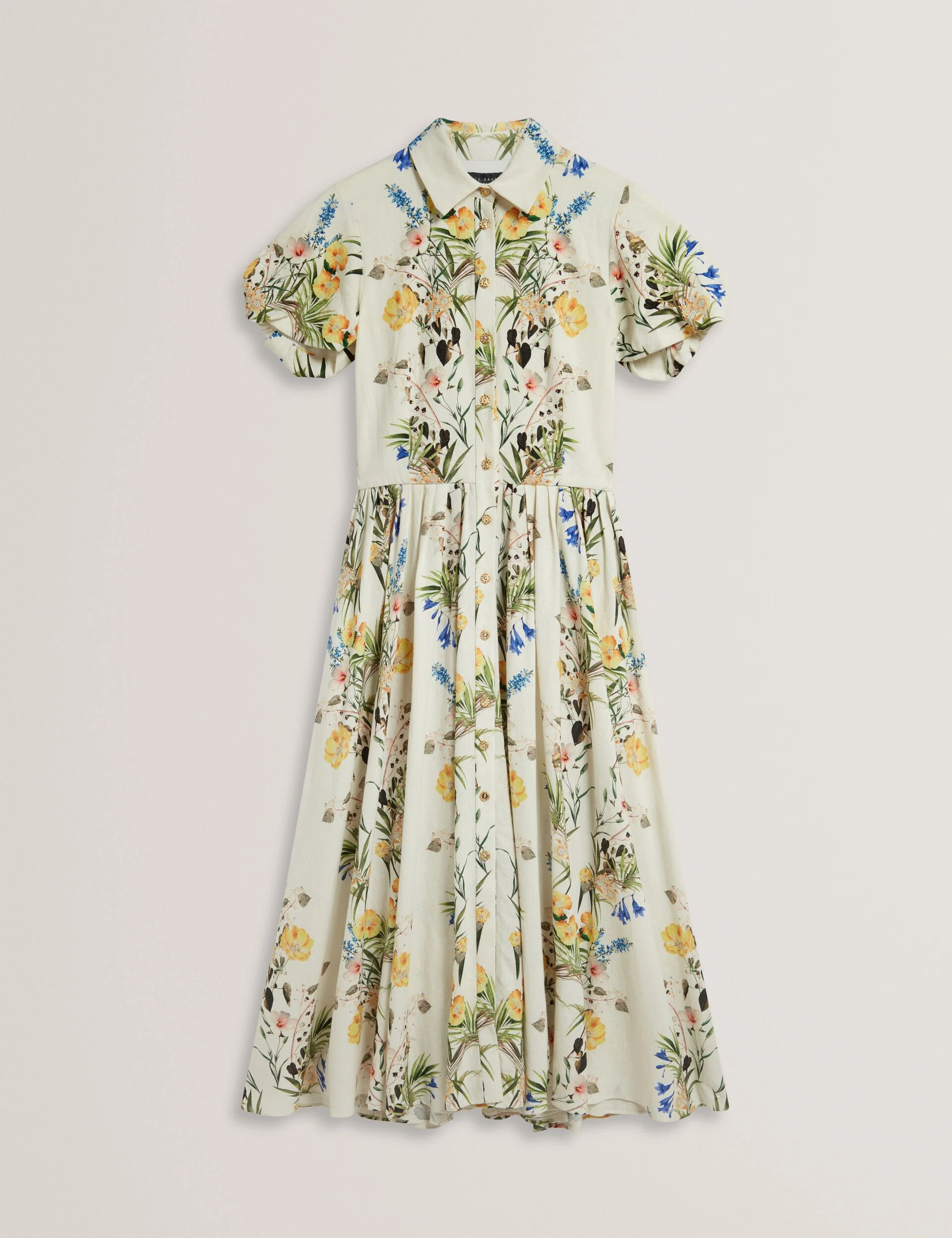 BALLOON SLEEVE BUTTON UP SHIRT DRESS | WHITE - Image 8
