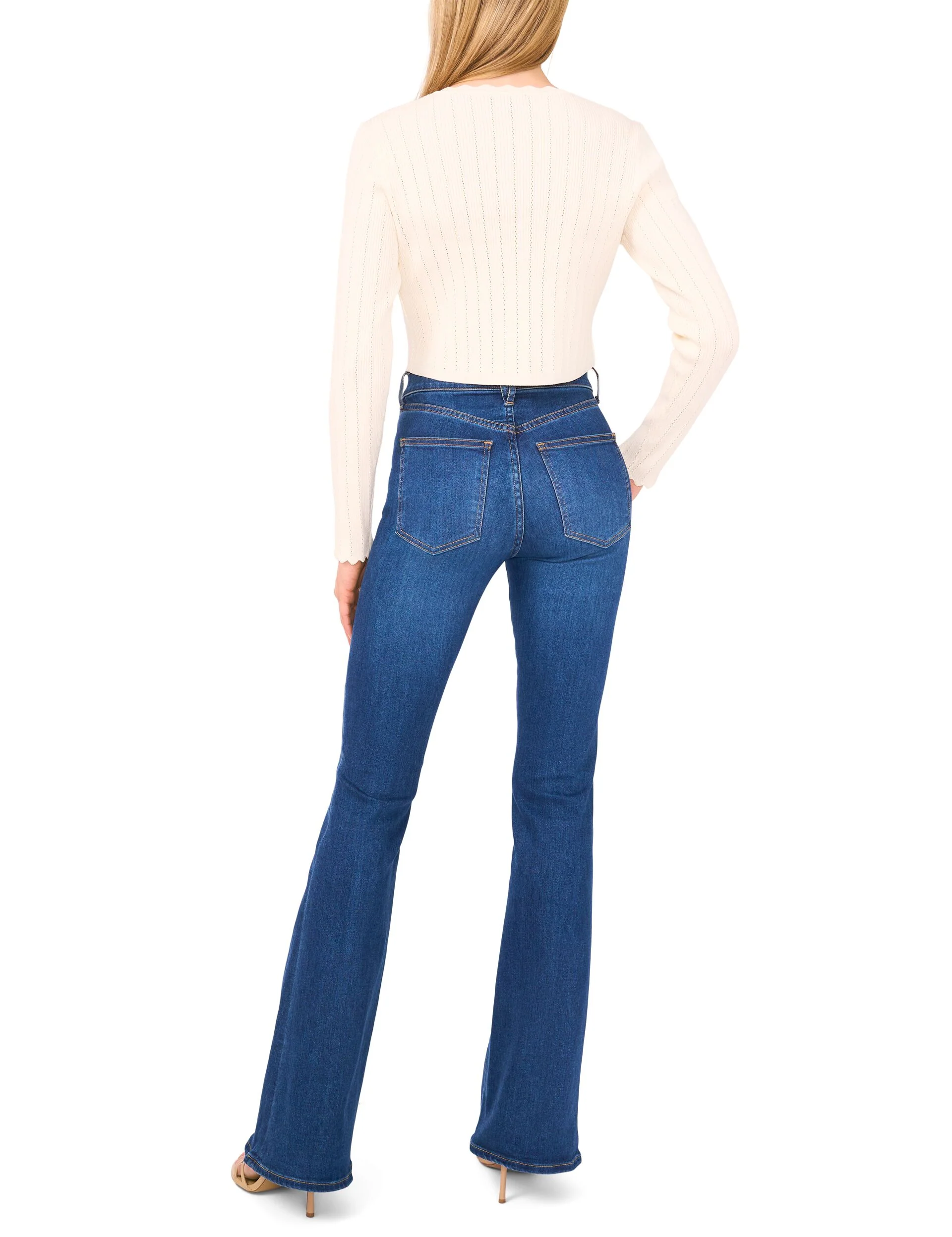CARDIGAN WITH POINTELLE & RIB | IVORY - Image 5