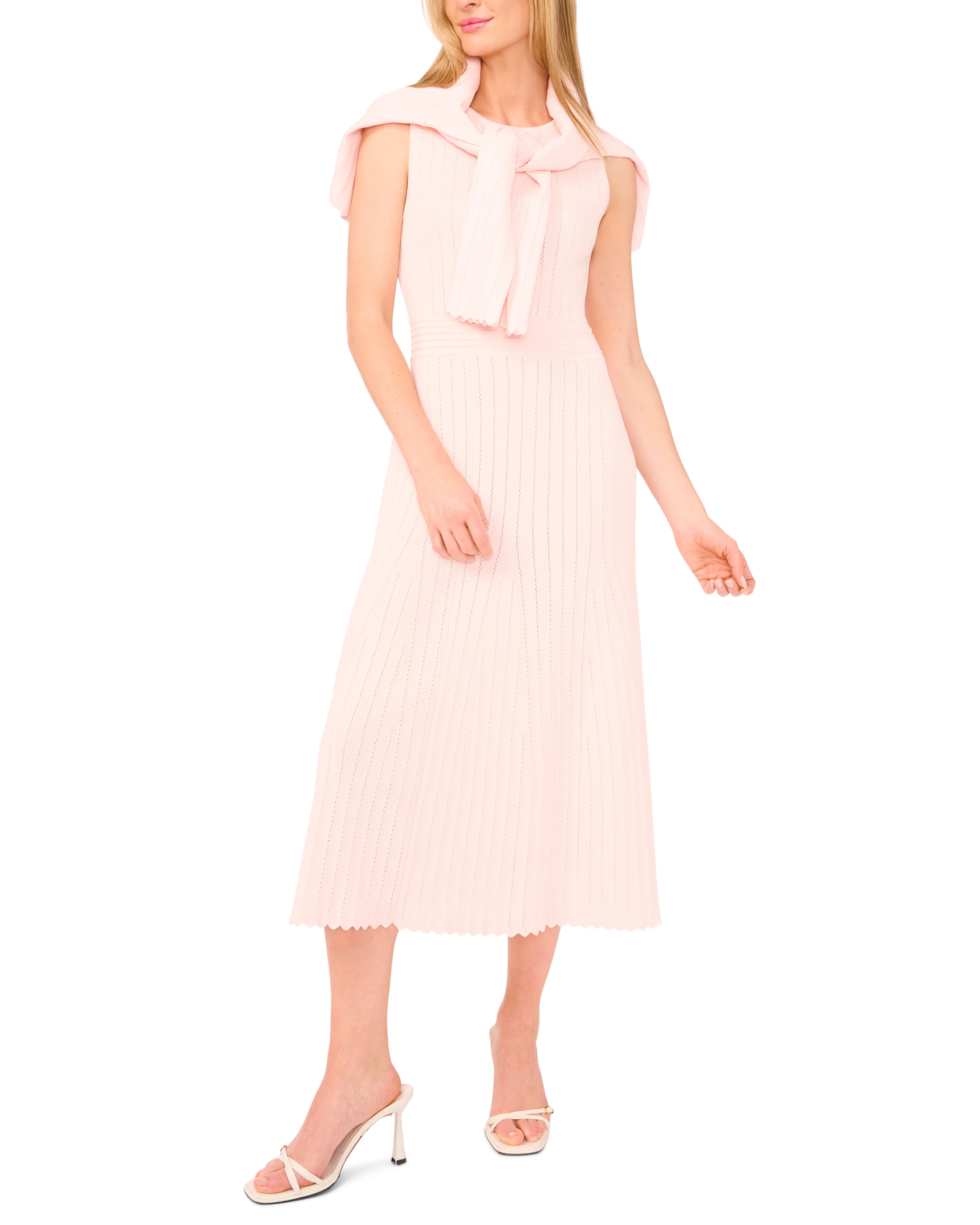 CARDIGAN WITH POINTELLE & RIB | PALE PINK - Image 3