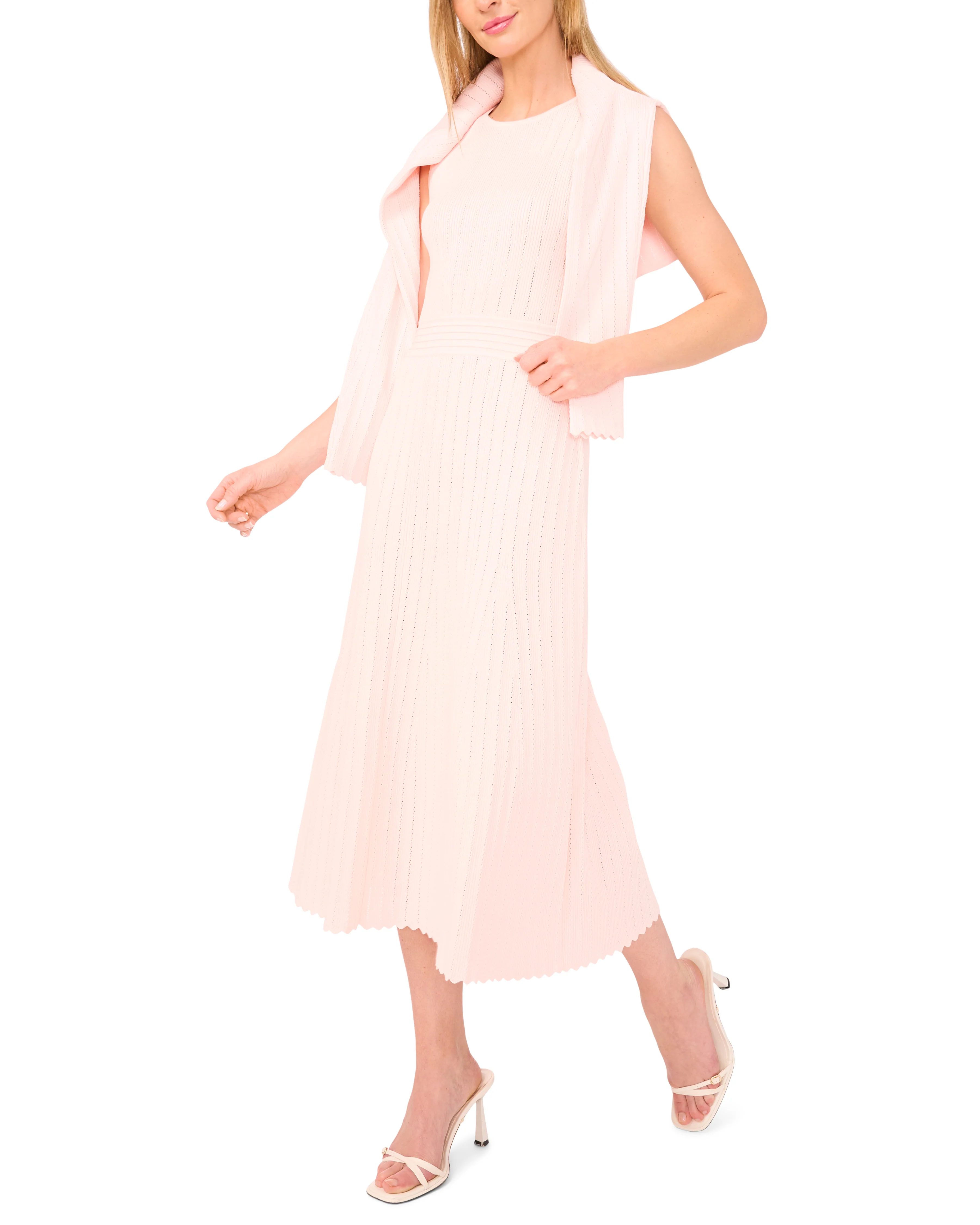 CARDIGAN WITH POINTELLE & RIB | PALE PINK - Image 5