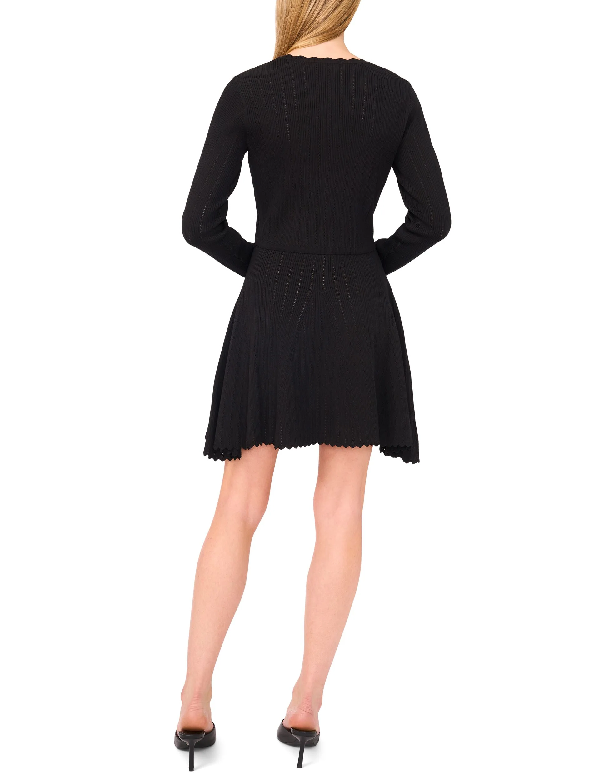 CARDIGAN WITH POINTELLE & RIB | BLACK - Image 4