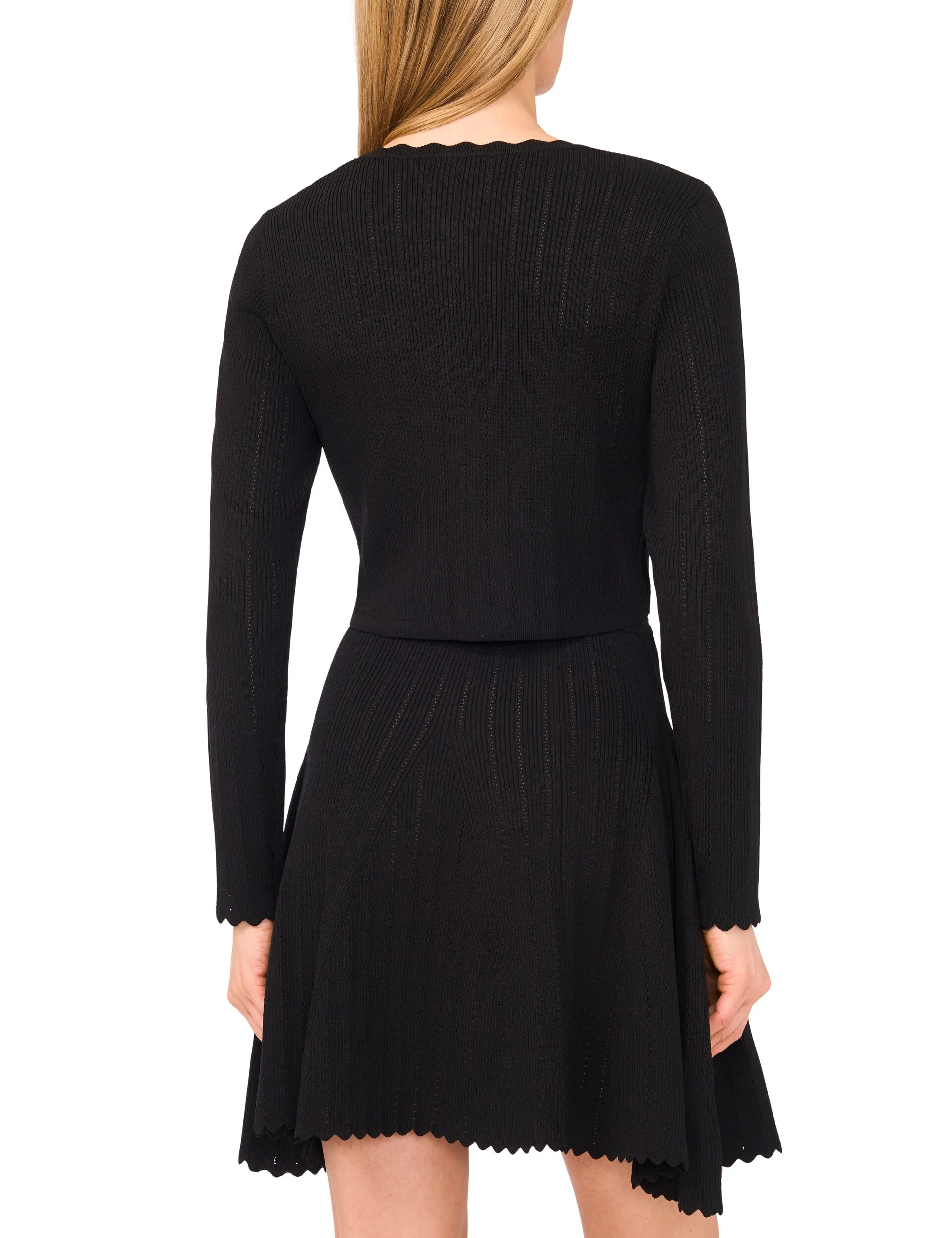 CARDIGAN WITH POINTELLE & RIB | BLACK - Image 5