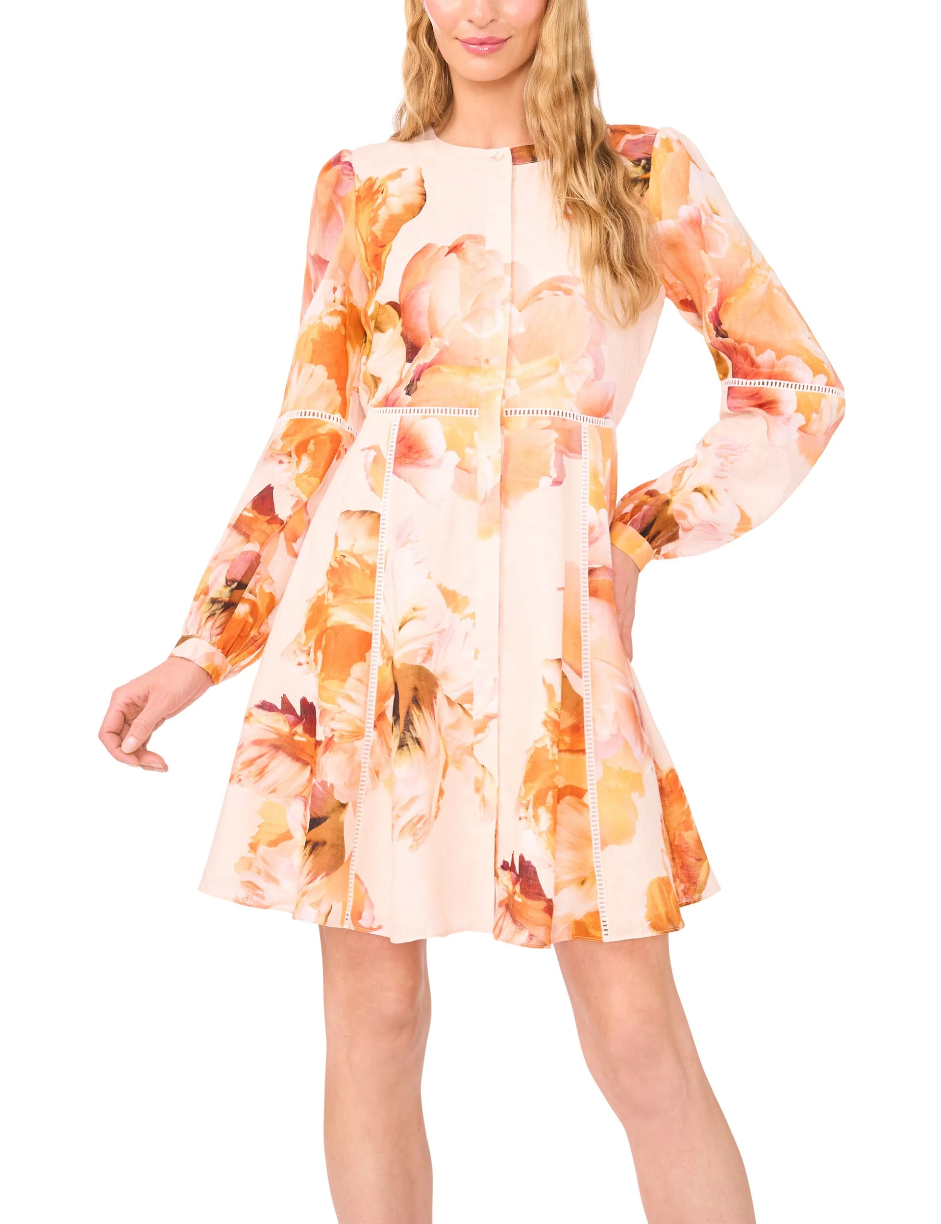 BUTTON FRONT MINI DRESS | ORANGE - Image 2
