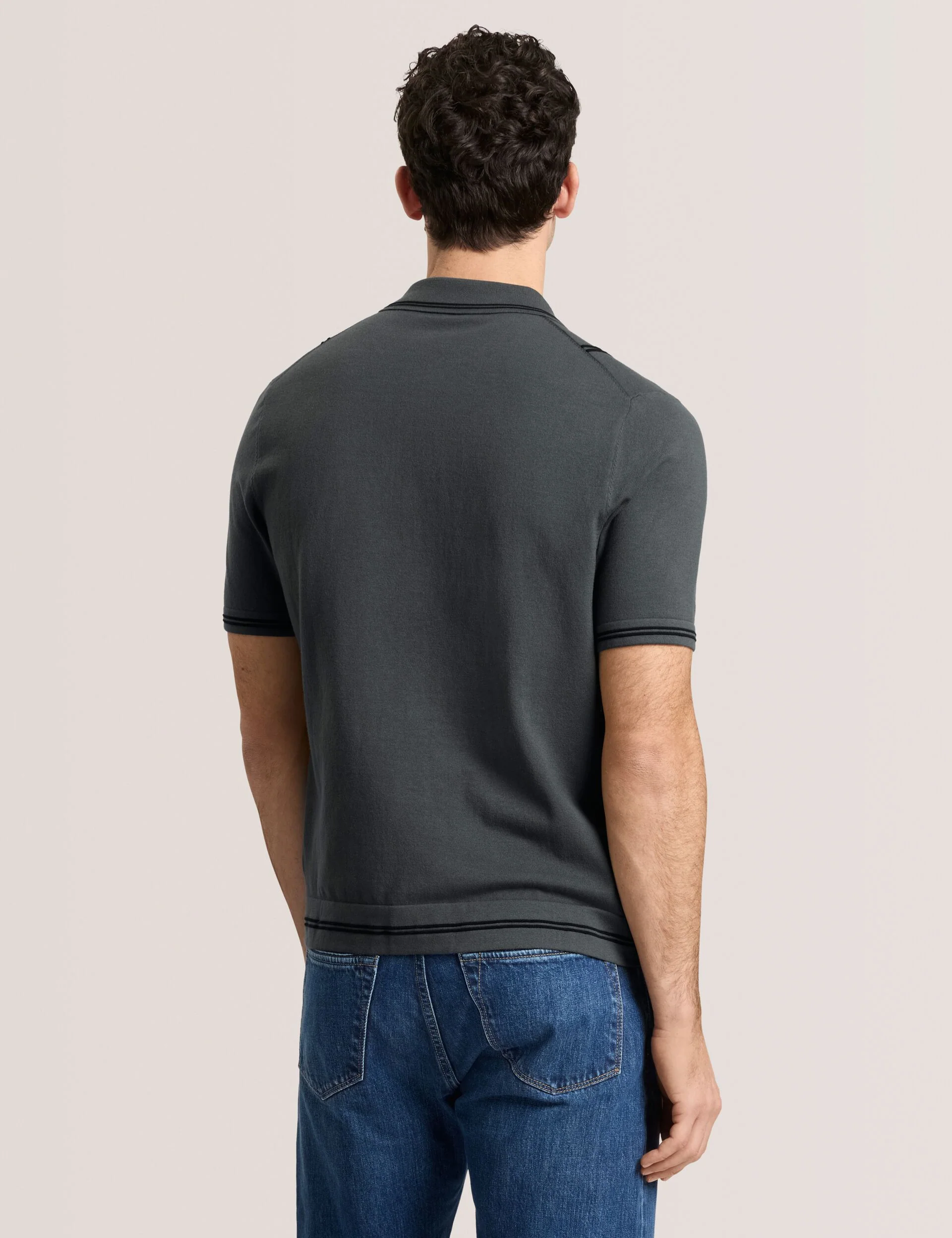 BUTTON FRONT SWEATER POLO | DARK GREY - Image 4