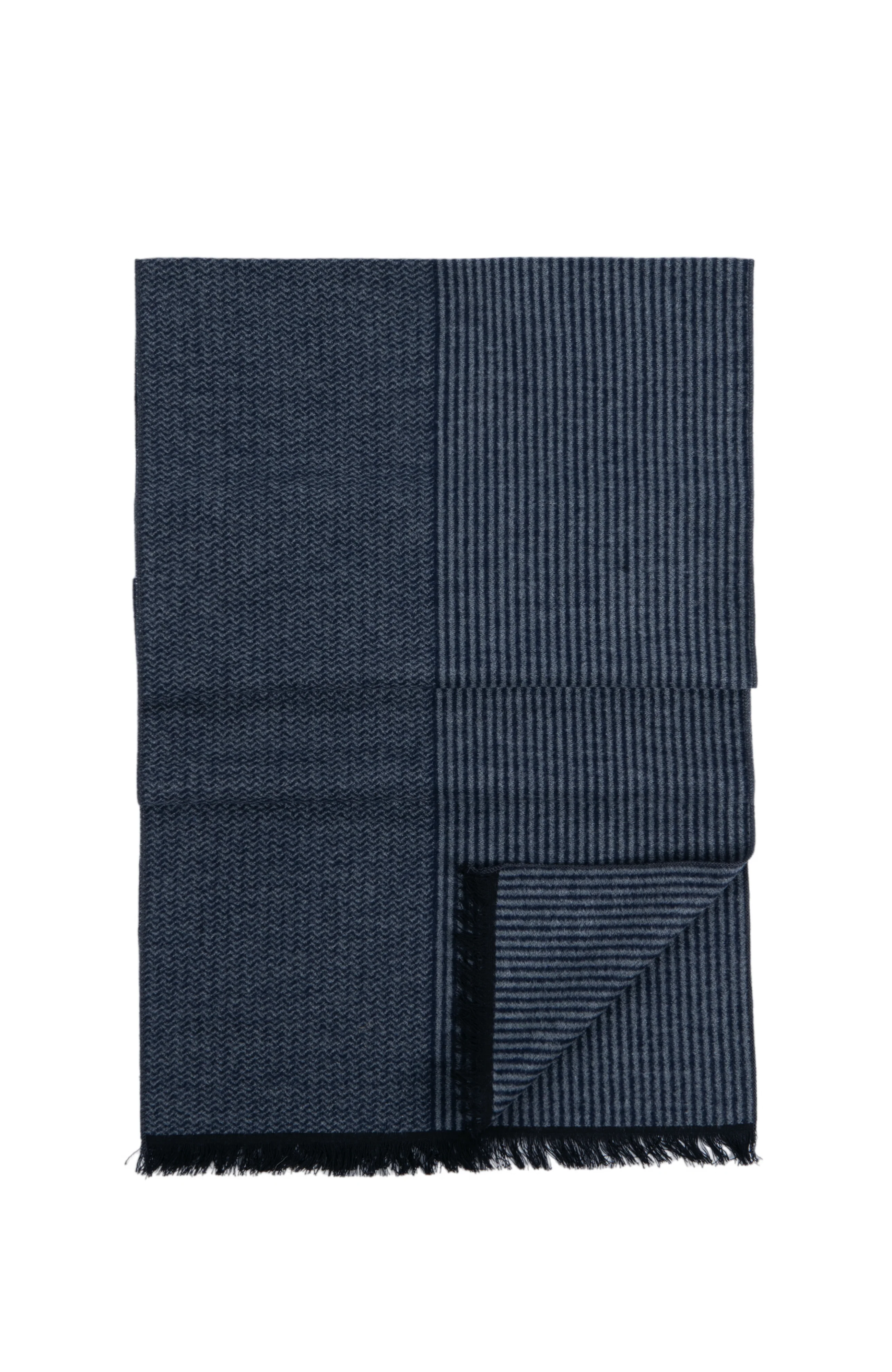 CHEVRON AND STRIPE SCARF | GREY - Image 3