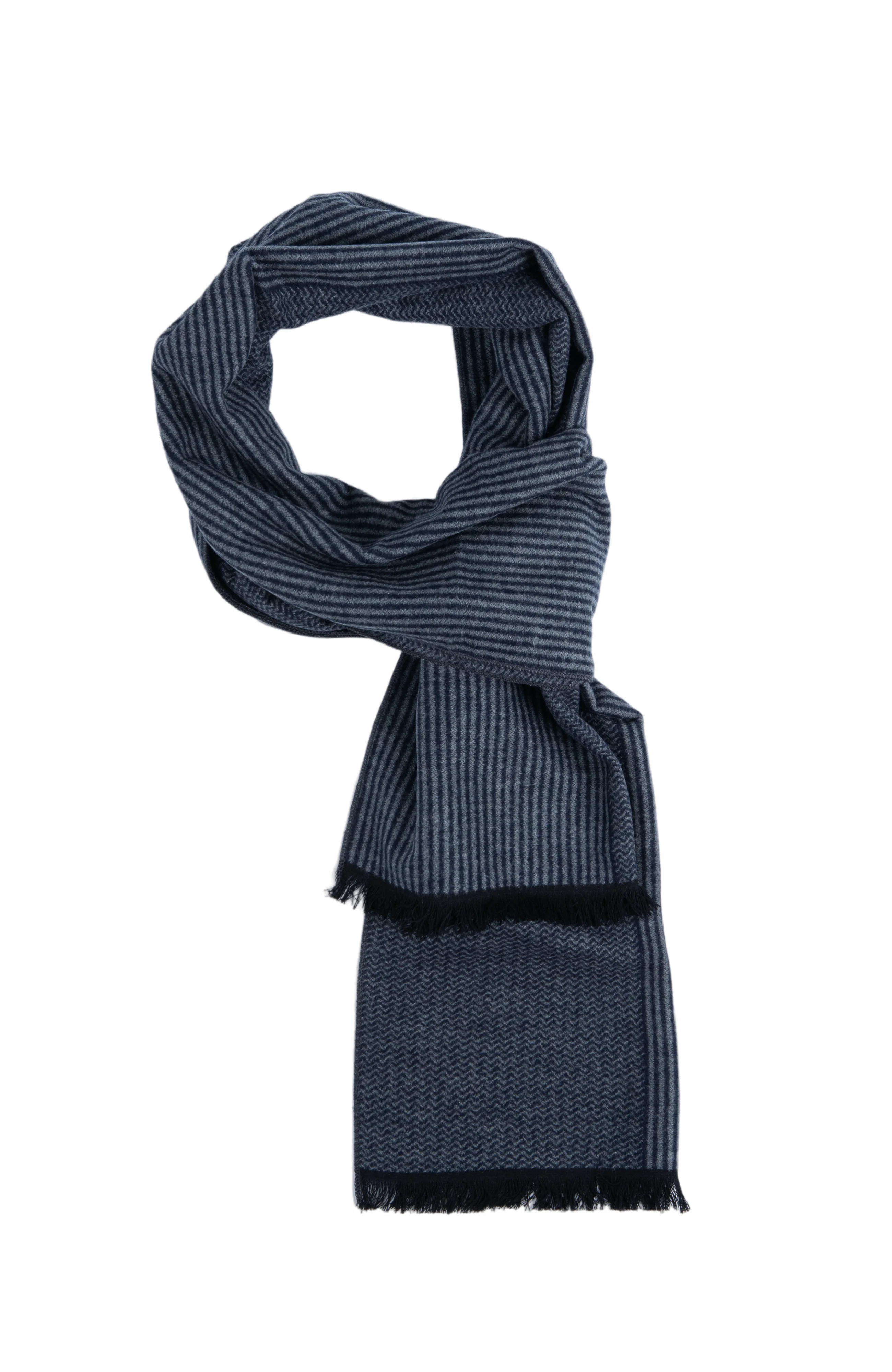 CHEVRON AND STRIPE SCARF | GREY - Image 4