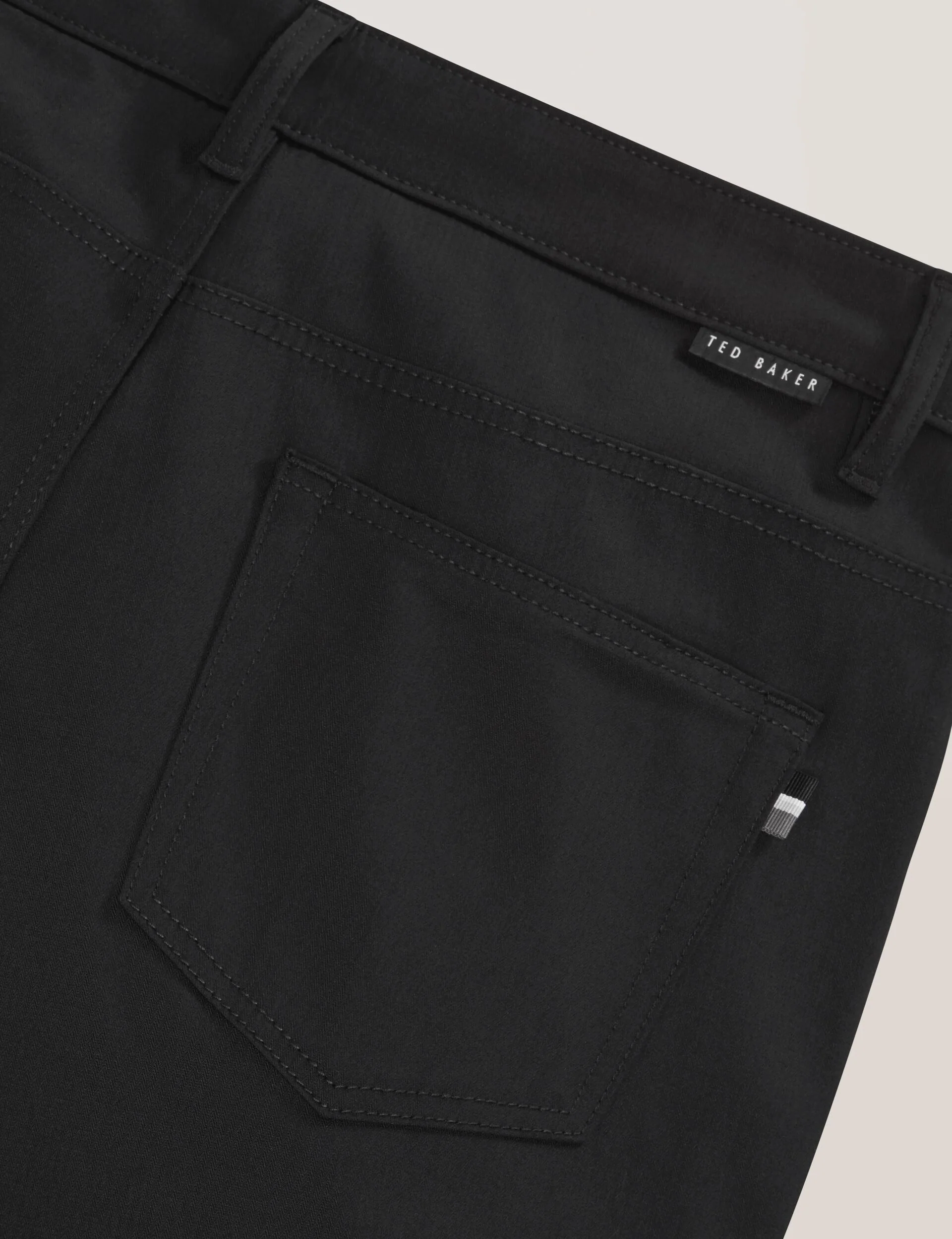 COMPACT HERRINGBONE TROUSERS | BLACK - Image 3