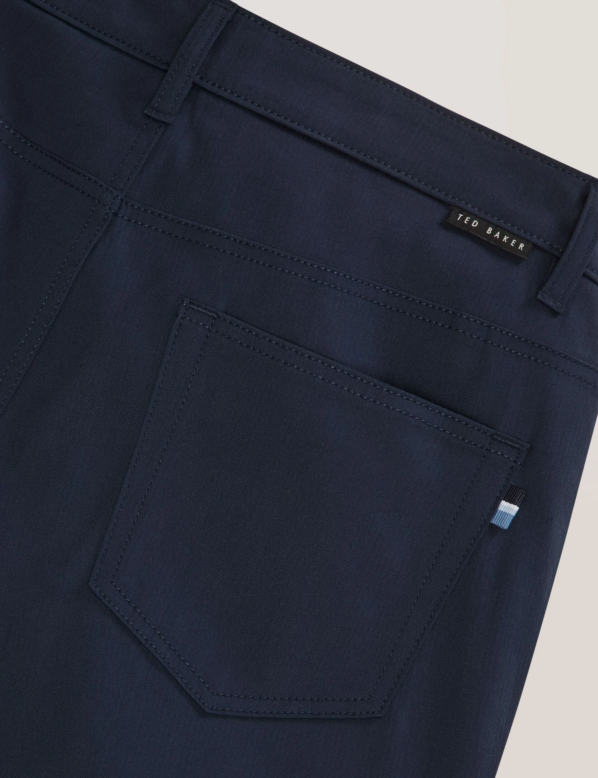 COMPACT HERRINGBONE TROUSERS | NAVY - Image 3