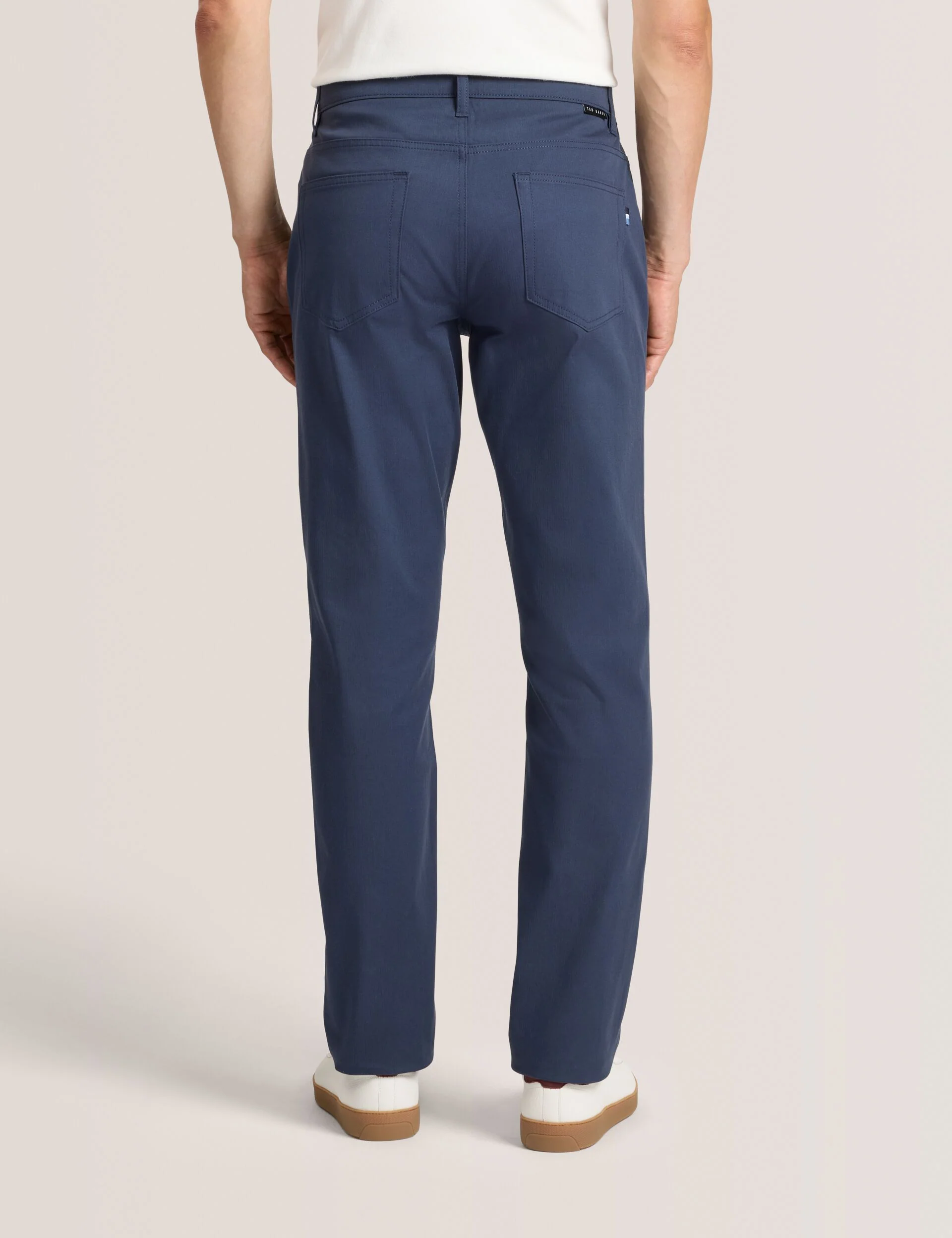 COMPACT HERRINGBONE TROUSERS | NAVY - Image 4