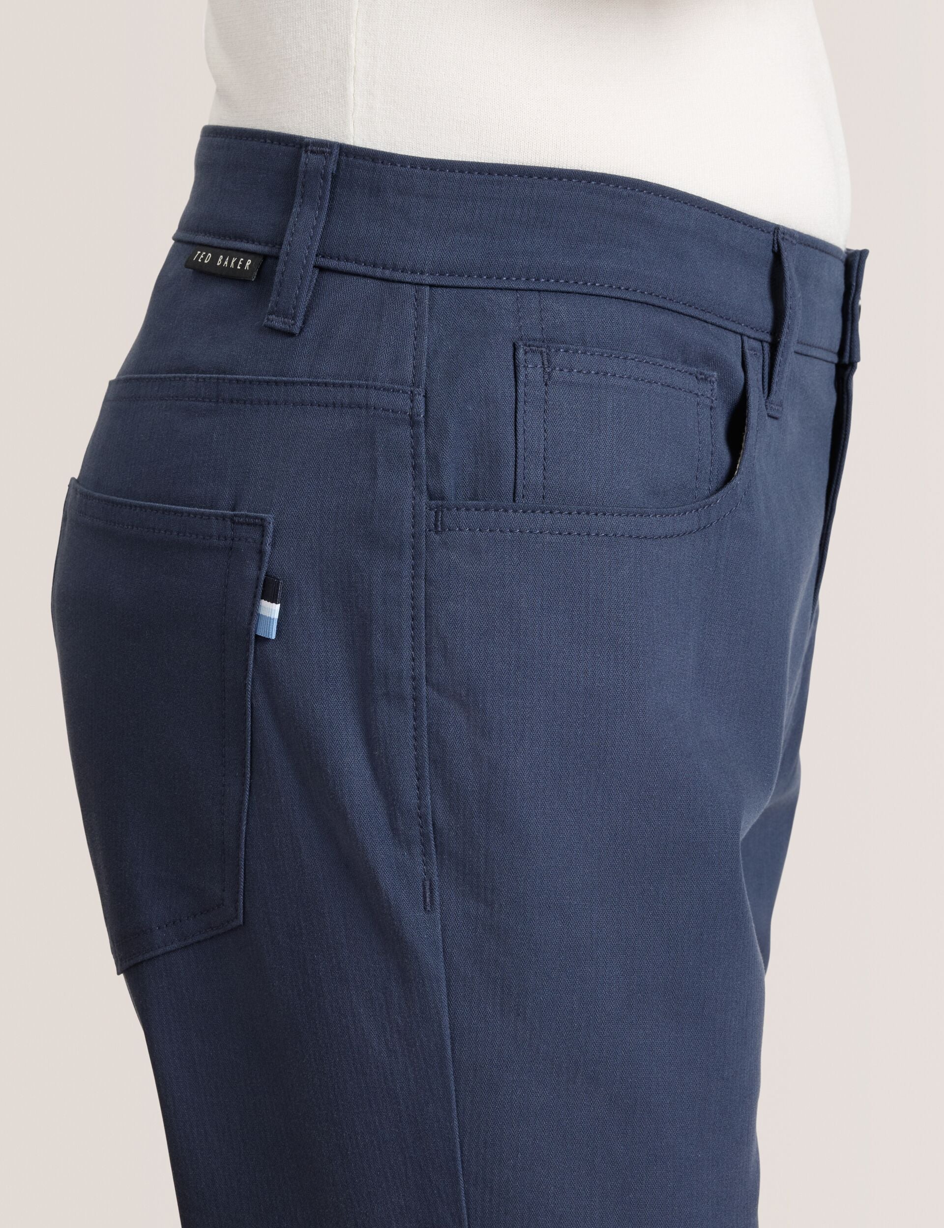 COMPACT HERRINGBONE TROUSERS | NAVY - Image 5