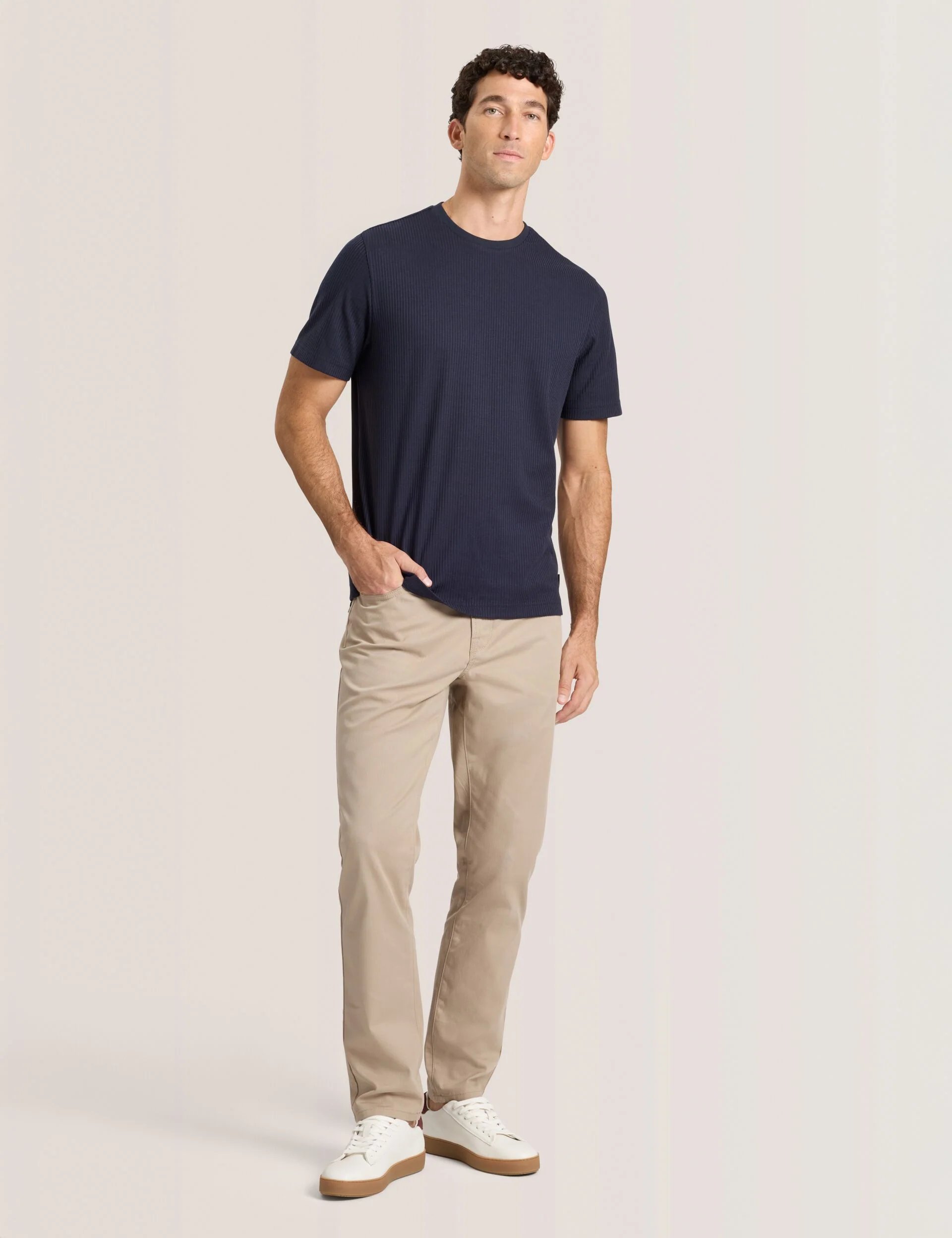 COMPACT HERRINGBONE TROUSERS | CAMEL - Image 2