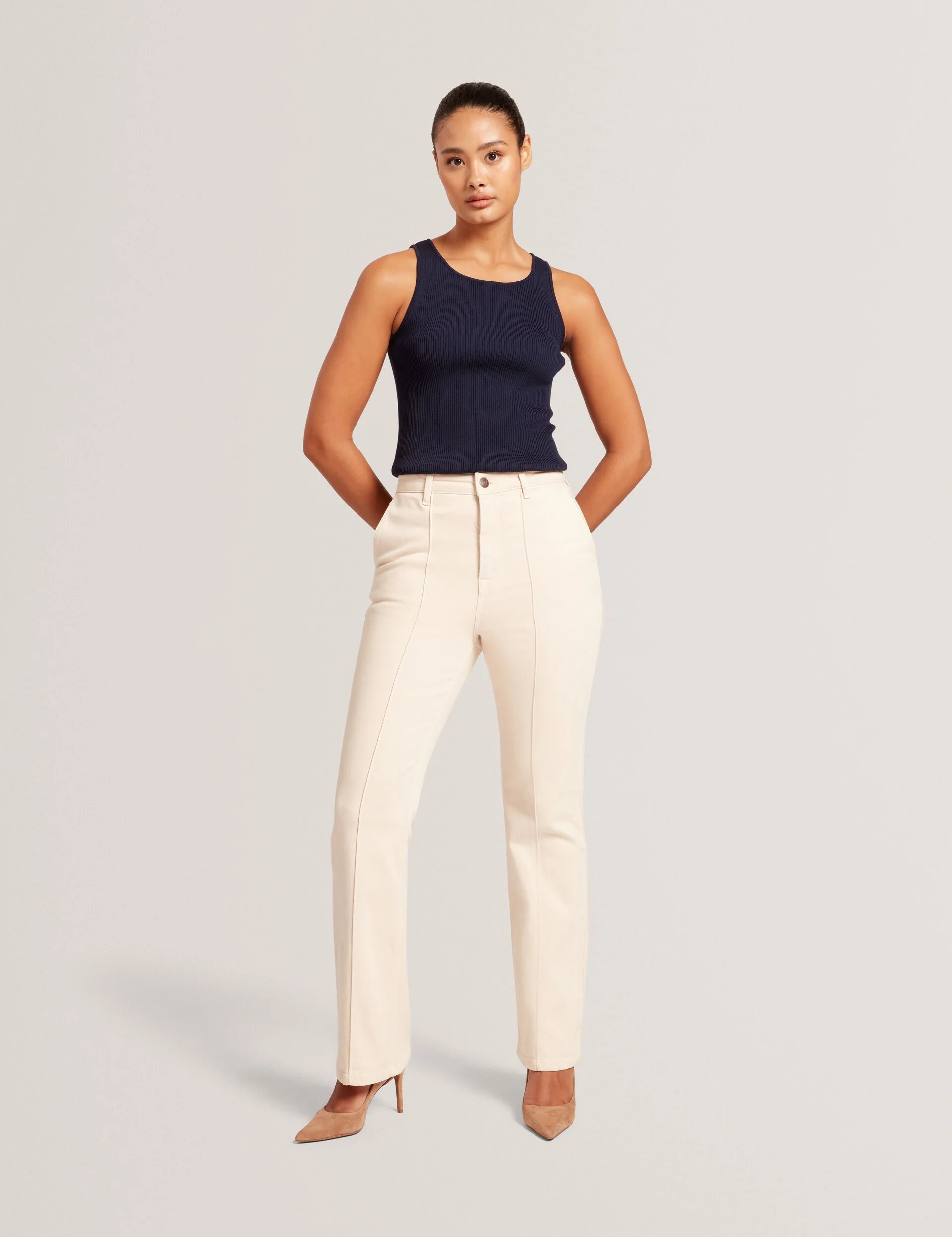 CREW NECK TANK TOP WITH RIB | NAVY - Image 2