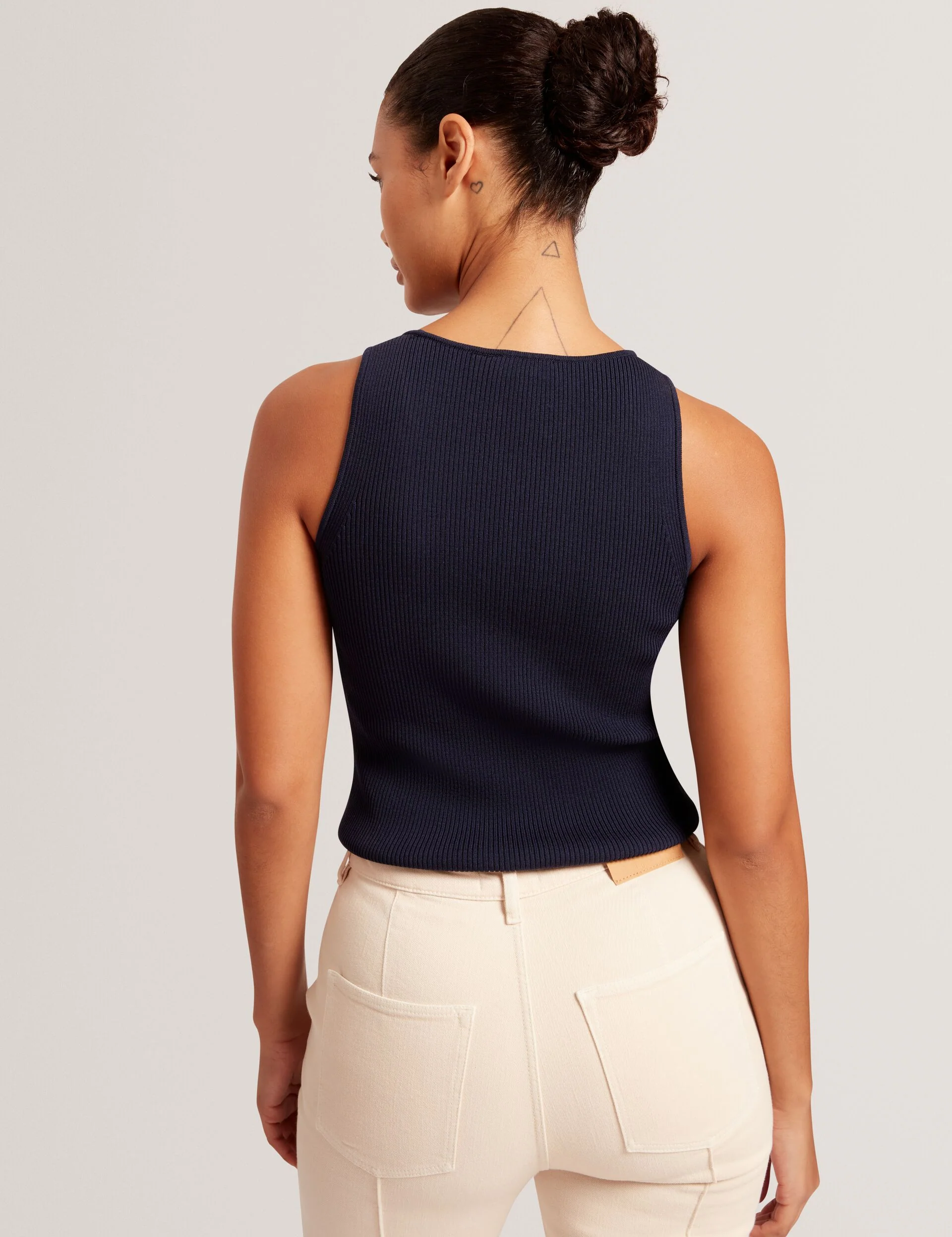 CREW NECK TANK TOP WITH RIB | NAVY - Image 5
