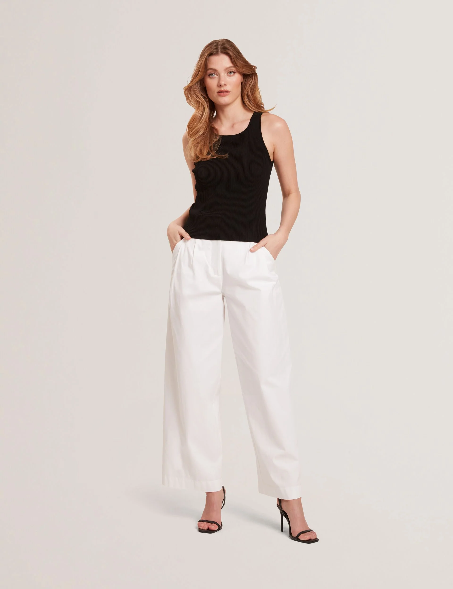 CREW NECK TANK TOP WITH RIB | BLACK - Image 4