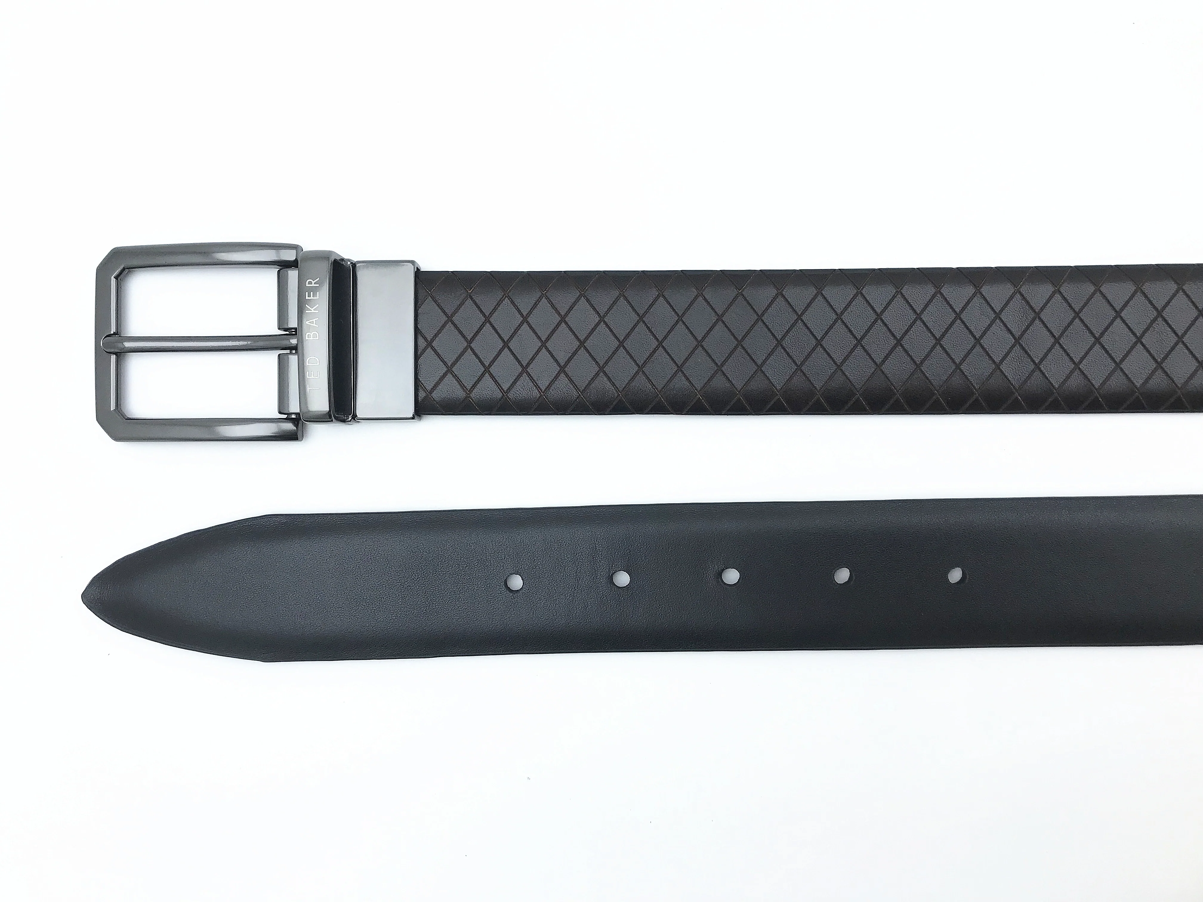 DIAMOND EMBOSSED BELT | BROWN - Image 3
