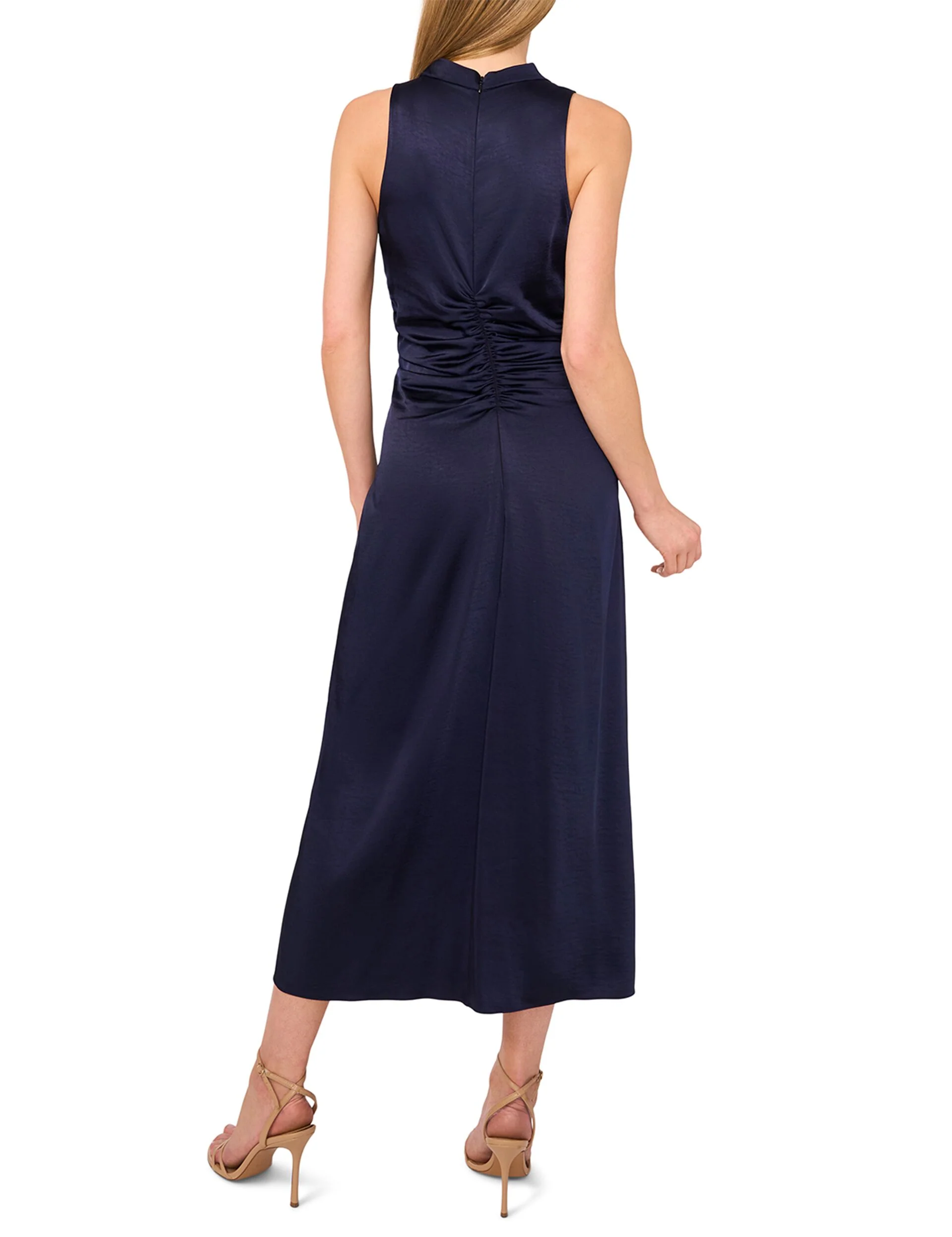 COWL NECK MAXI DRESS WITH RUCHED SIDES | NAVY - Image 3