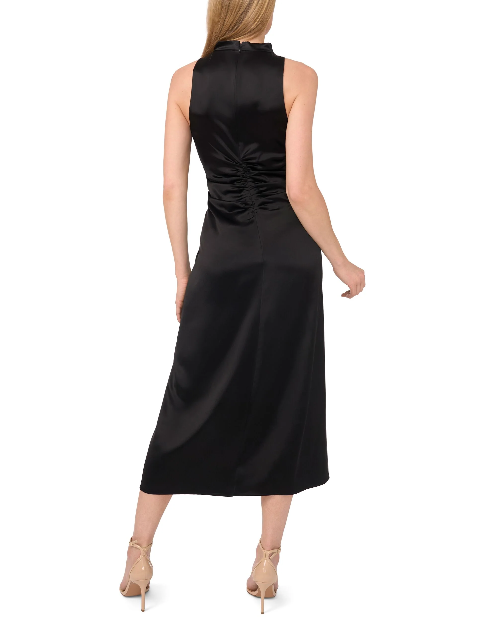 COWL NECK MAXI DRESS WITH RUCHED SIDES | BLACK - Image 3