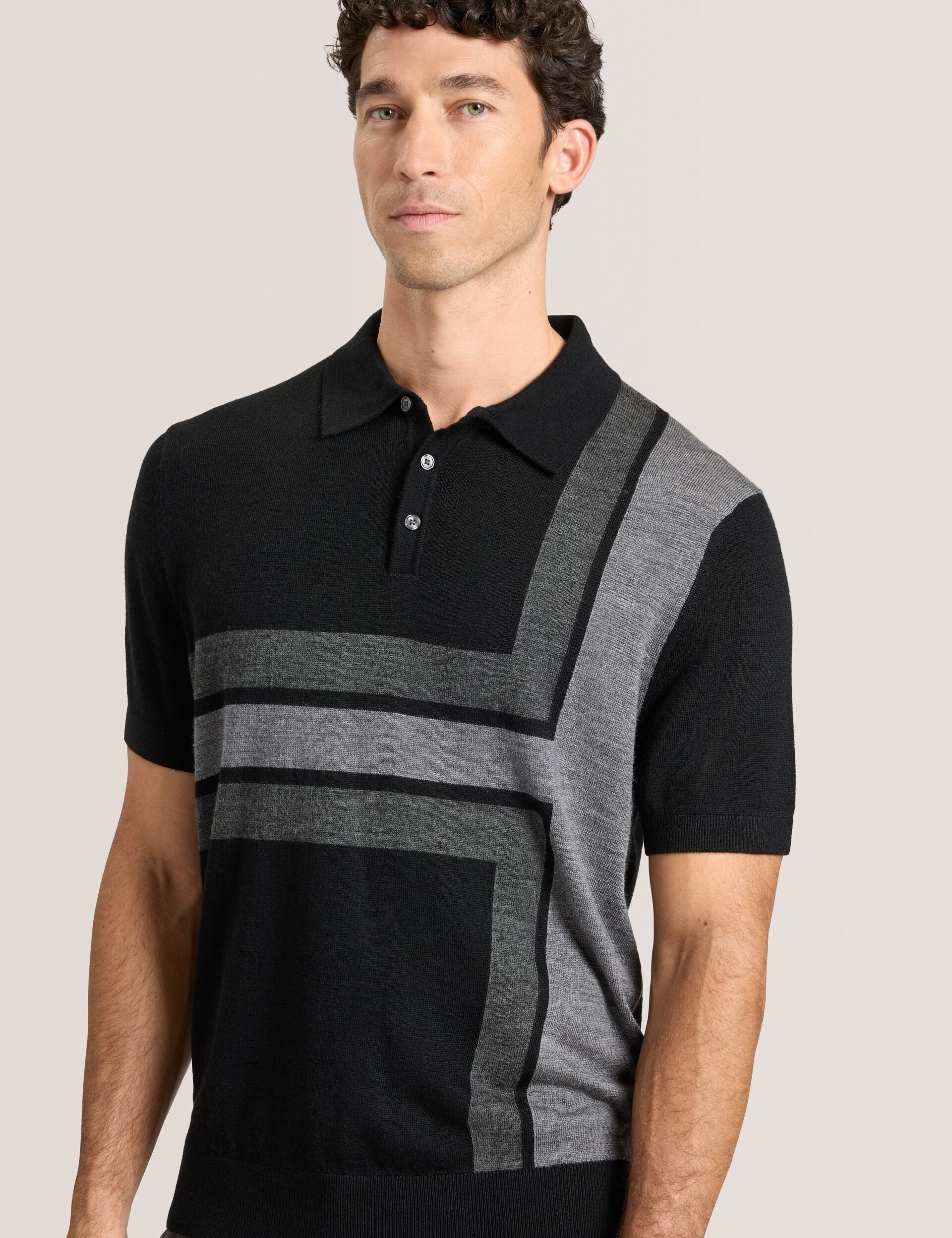 INTARSIA SWEATER POLO | BLACK - Image 5