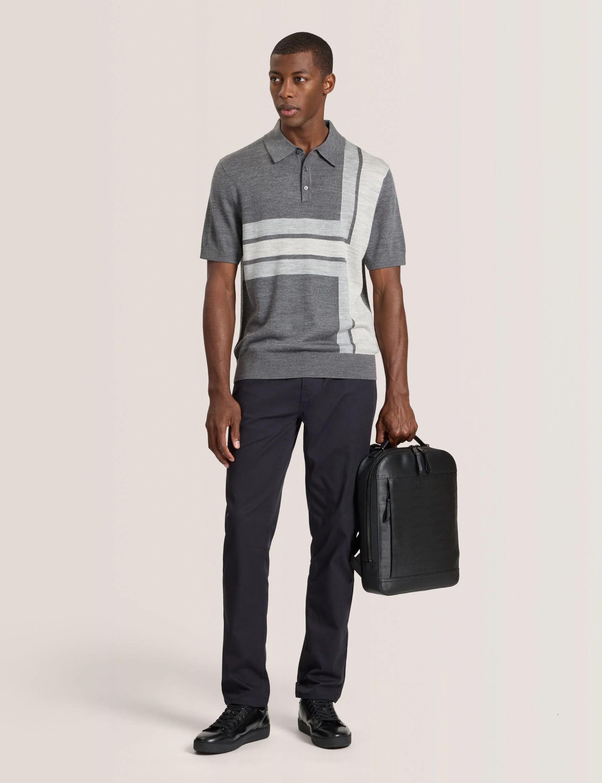 INTARSIA SWEATER POLO | DARK GREY - Image 2