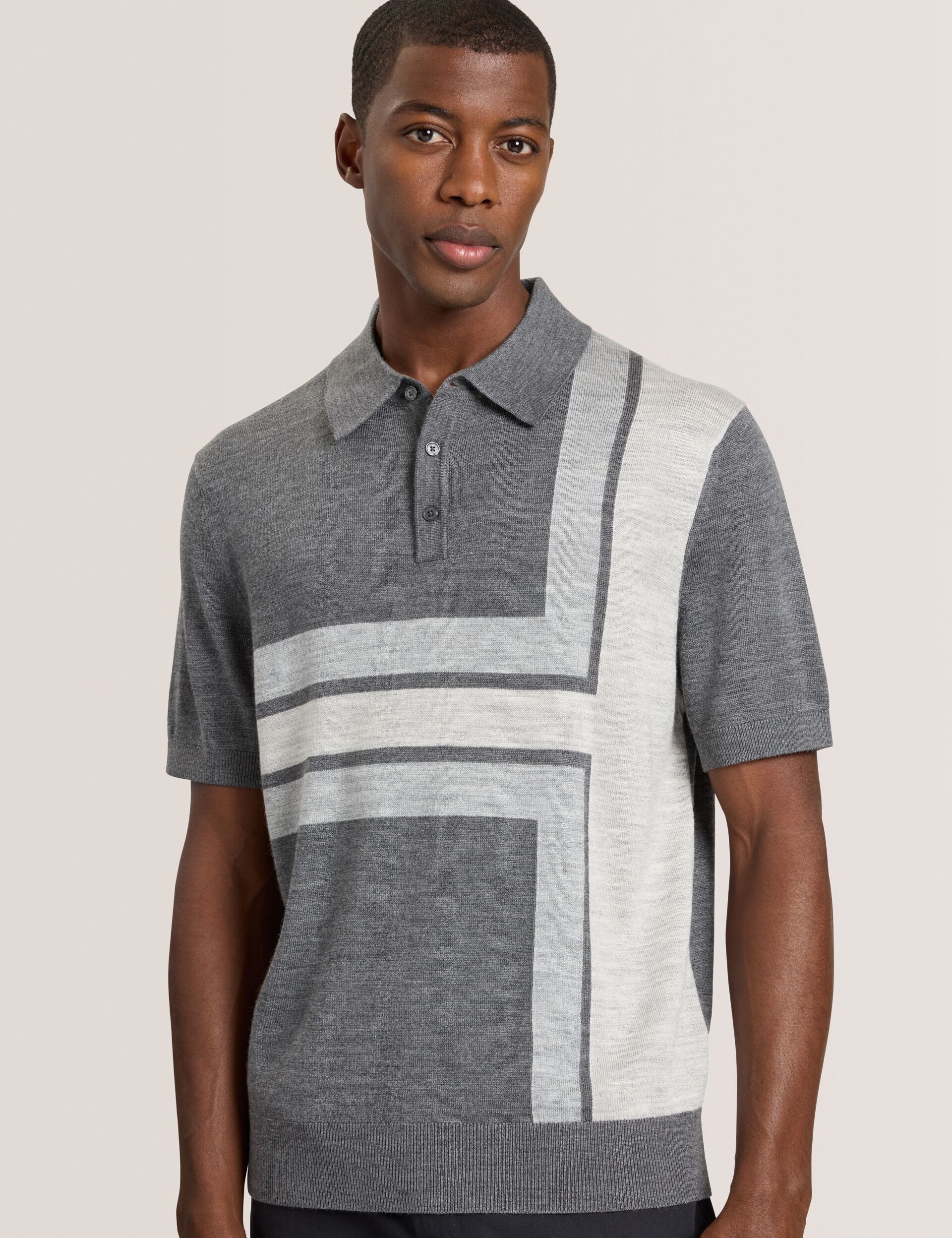 INTARSIA SWEATER POLO | DARK GREY - Image 4