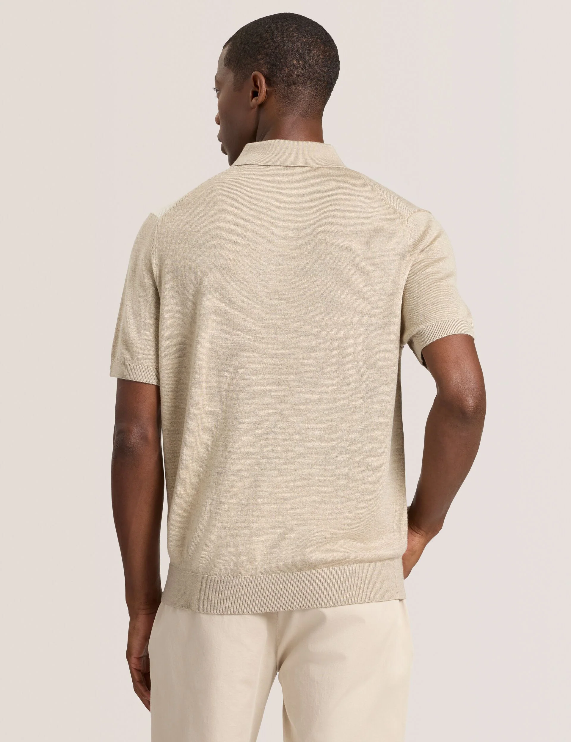 INTARSIA SWEATER POLO | LIGHT CAMEL - Image 4