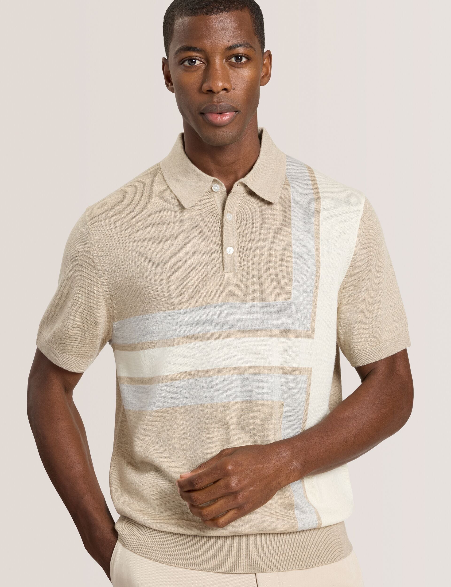INTARSIA SWEATER POLO | LIGHT CAMEL - Image 5