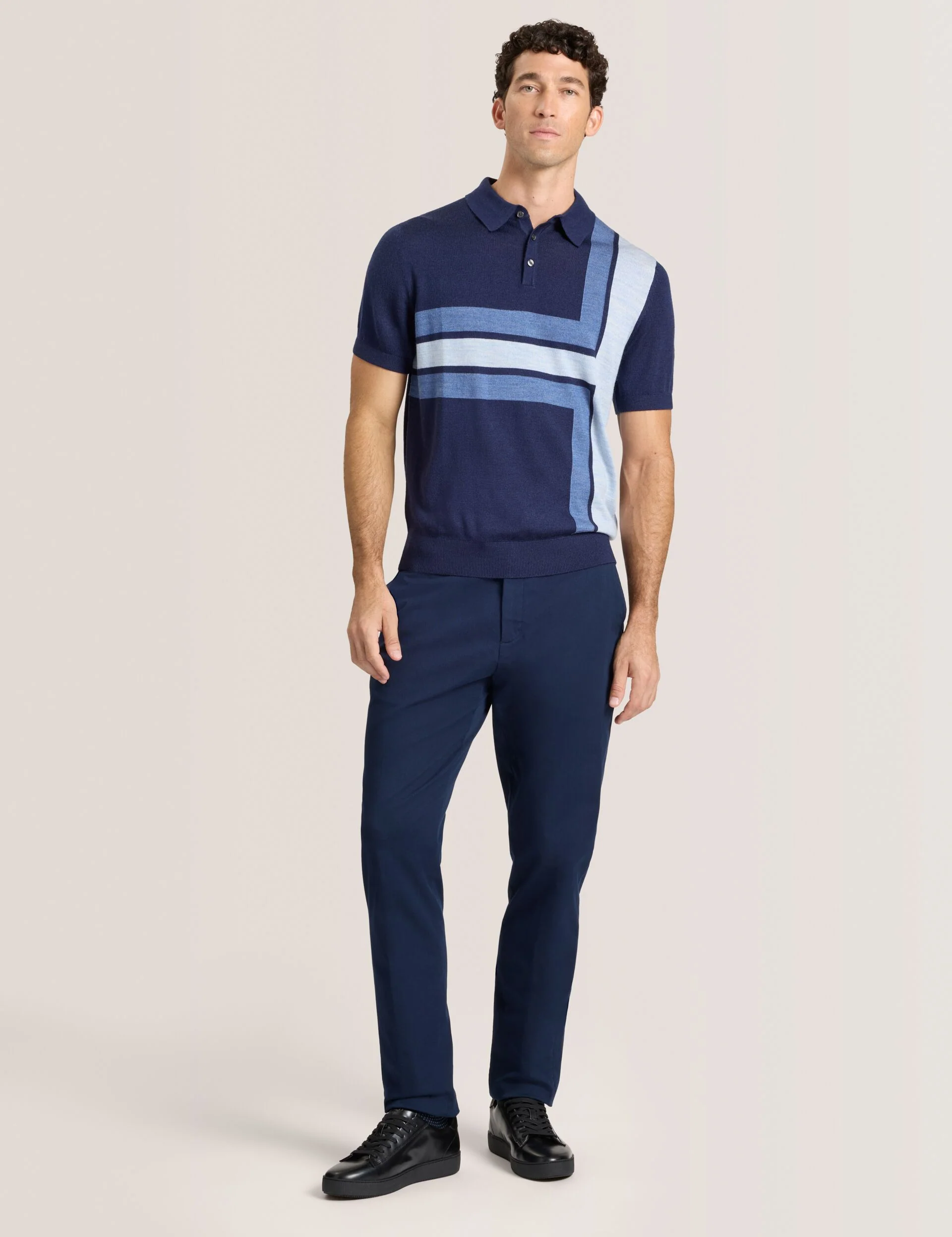 INTARSIA SWEATER POLO | NAVY - Image 2