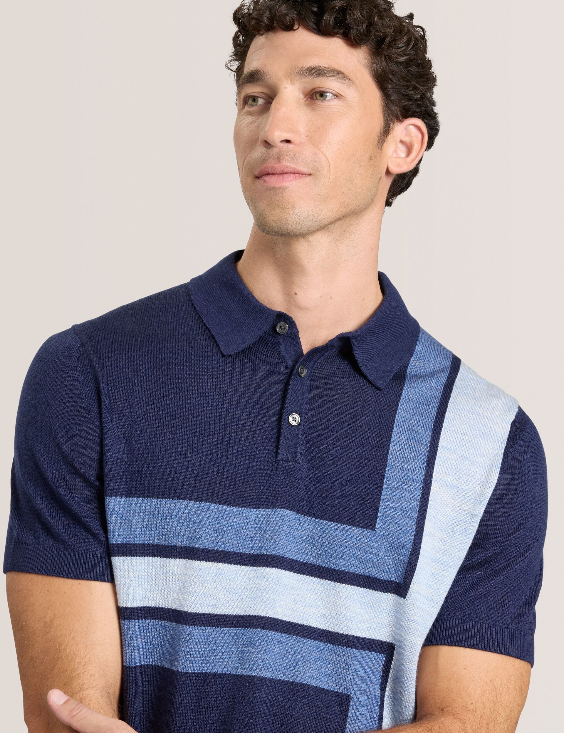 INTARSIA SWEATER POLO | NAVY - Image 4