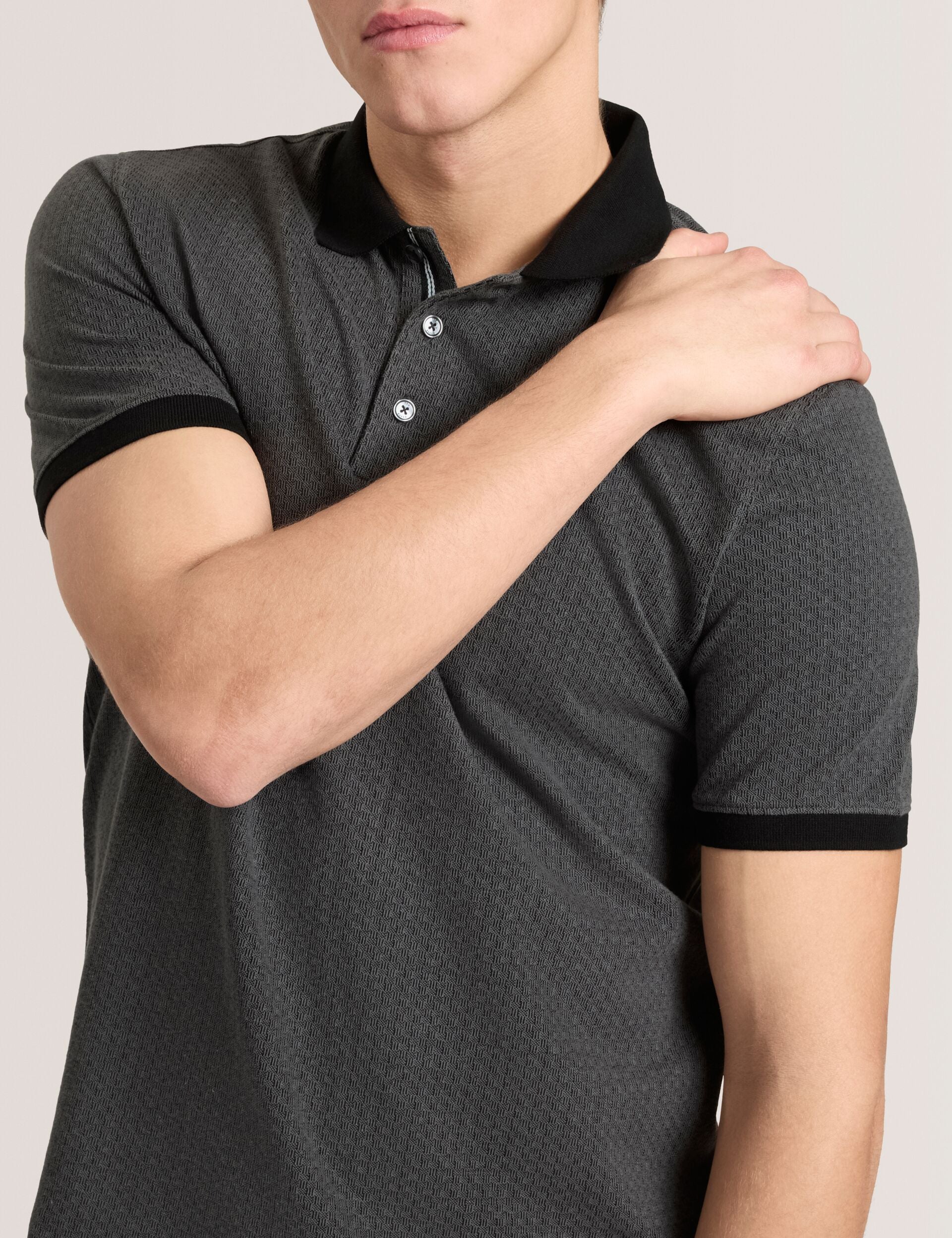 JACQUARD POLO | BLACK - Image 3