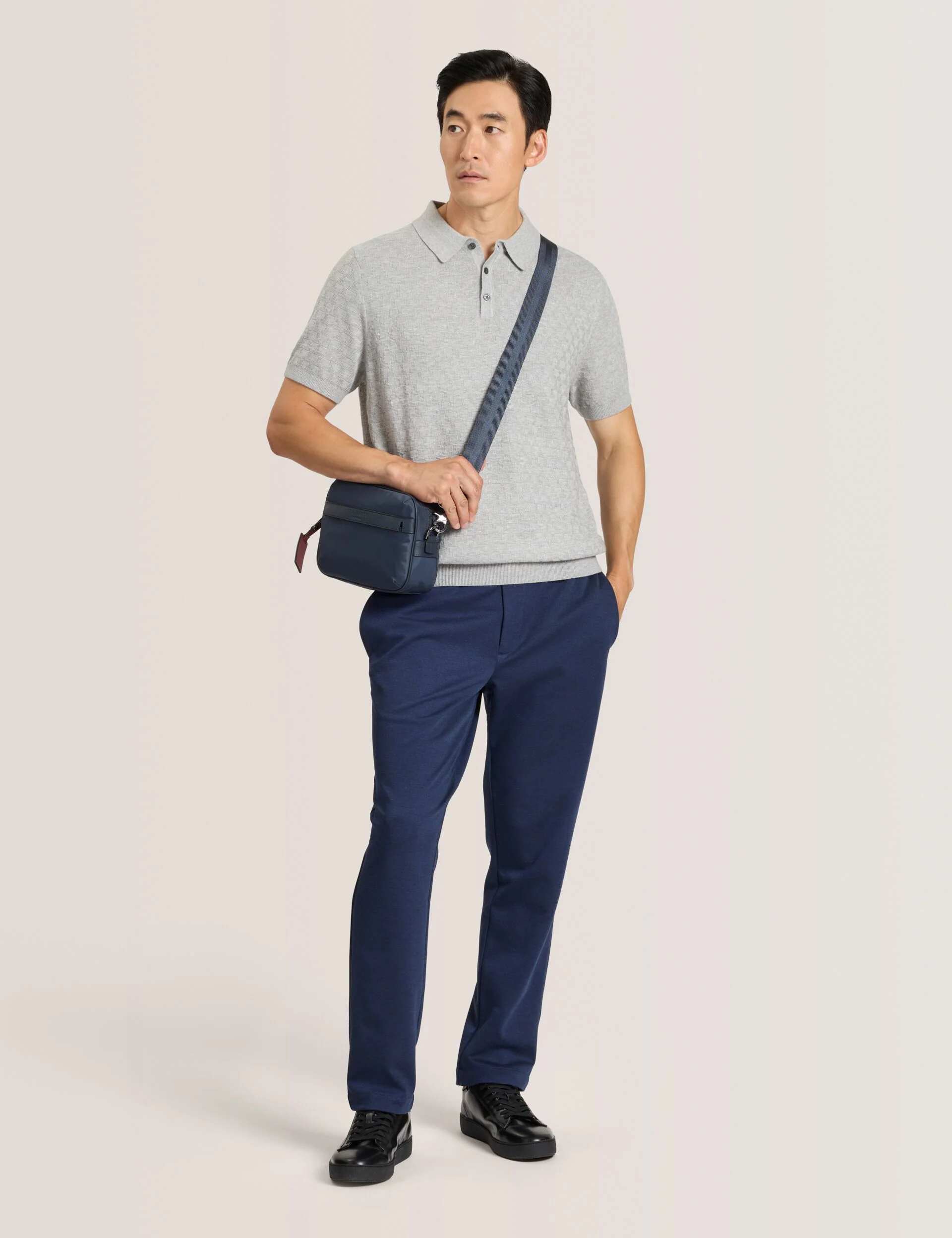KNIT TWILL ELASTIC TROUSERS | BLUE - Image 2