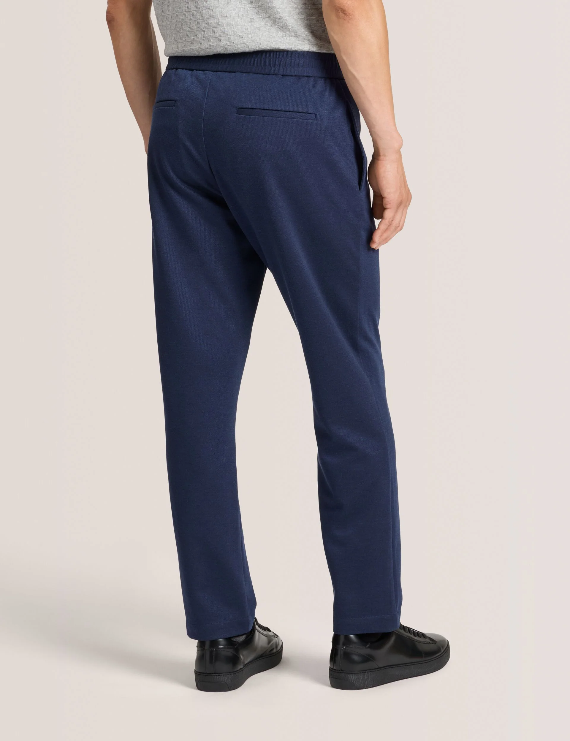 KNIT TWILL ELASTIC TROUSERS | BLUE - Image 4