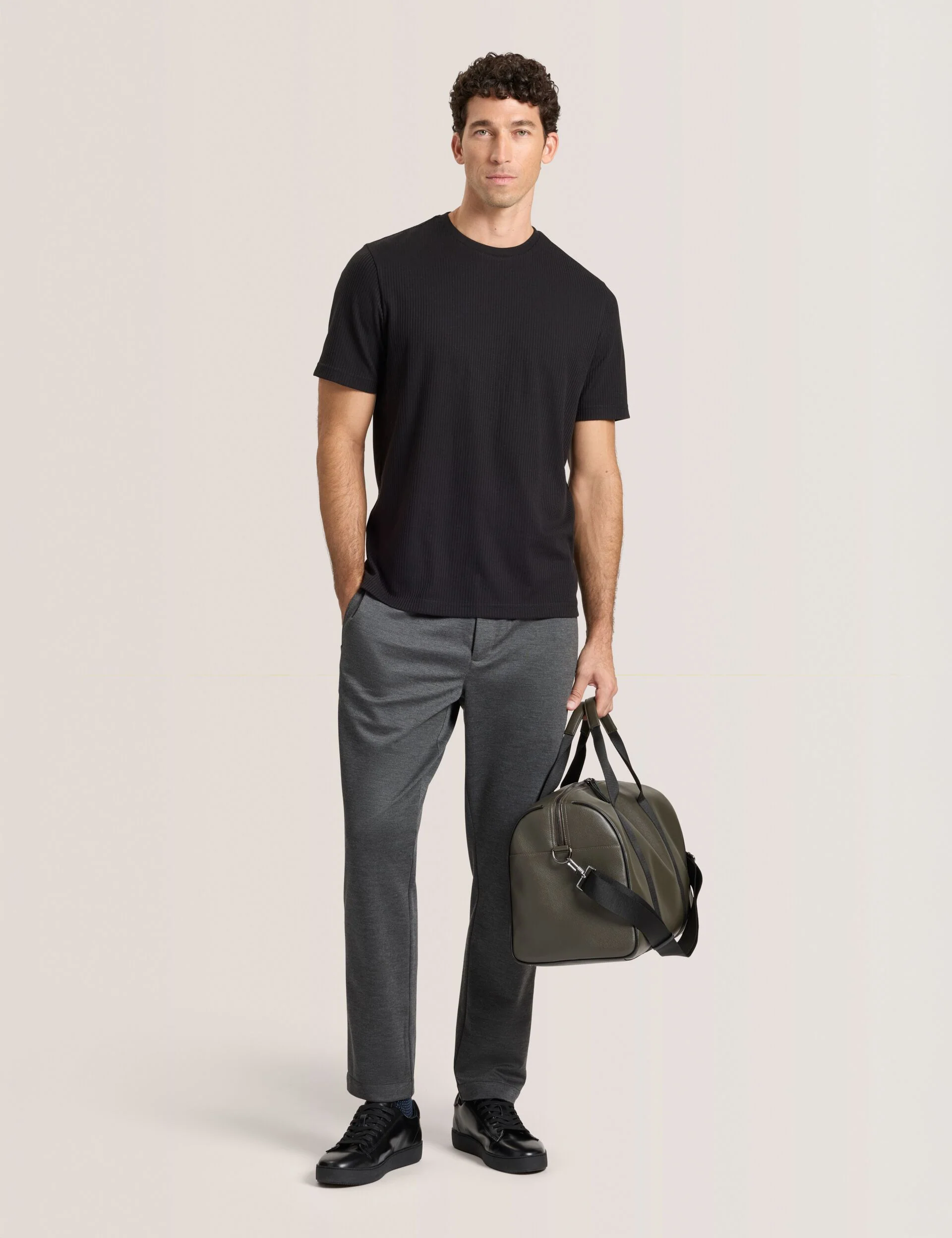 KNIT TWILL ELASTIC TROUSERS | IRON GATE HEATHER - Image 2