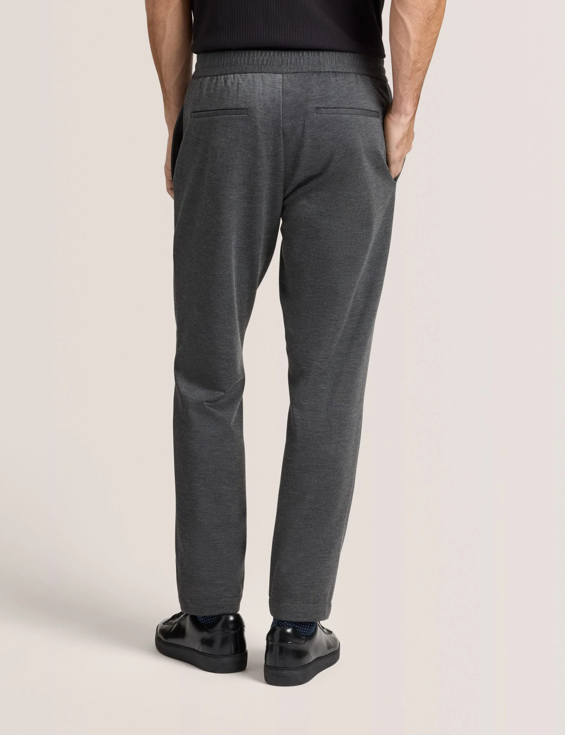KNIT TWILL ELASTIC TROUSERS | IRON GATE HEATHER - Image 4