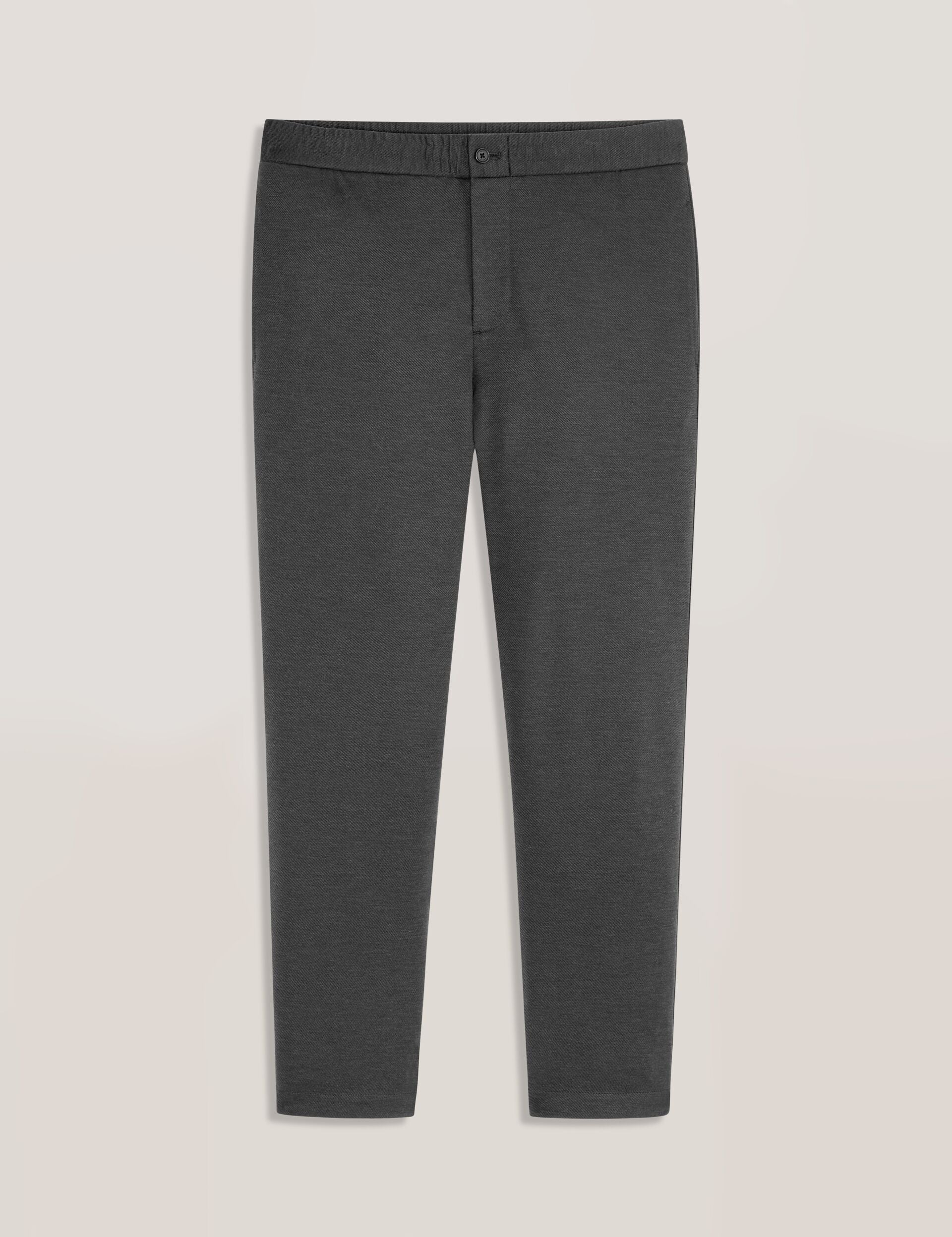 KNIT TWILL ELASTIC TROUSERS | IRON GATE HEATHER - Image 6