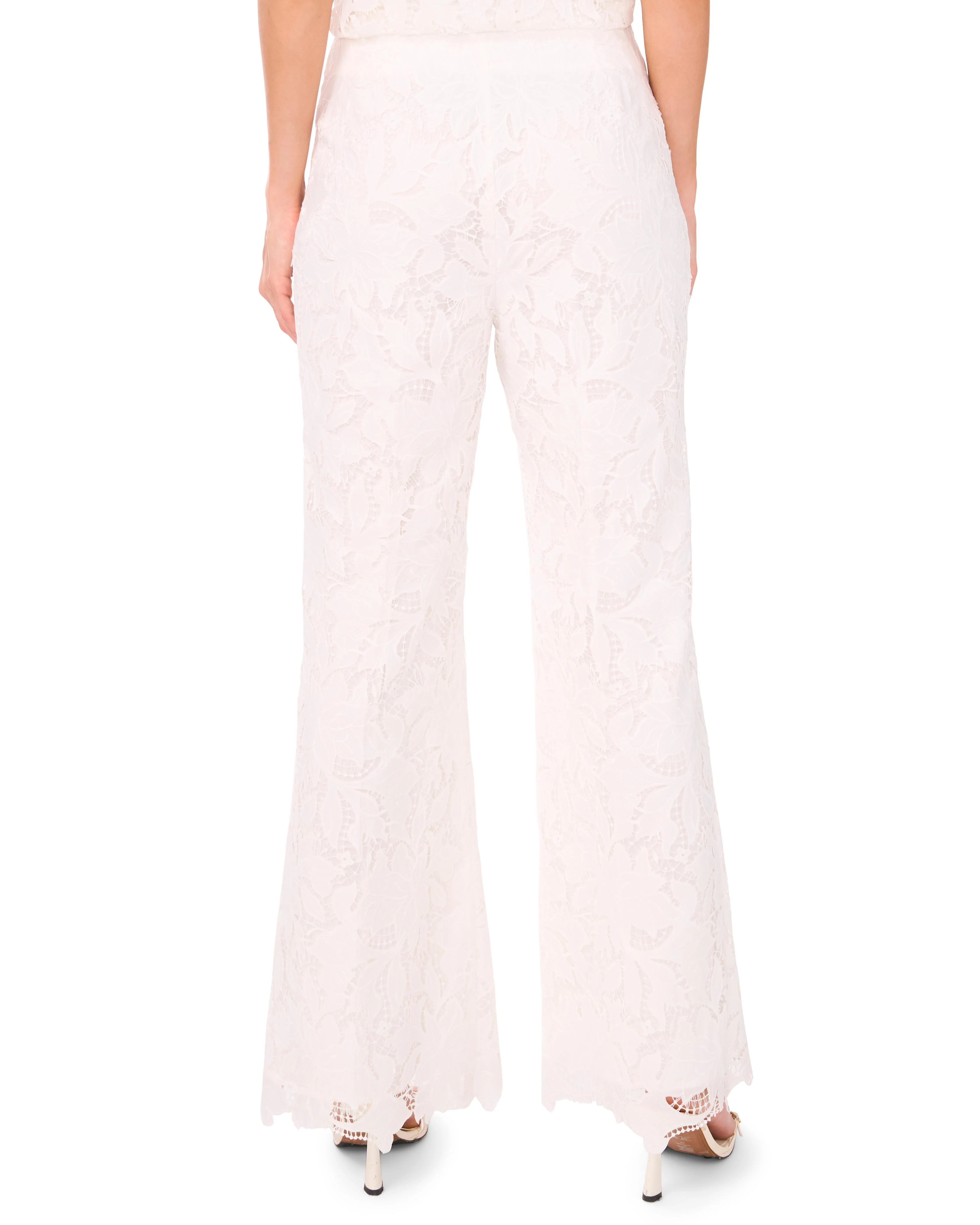 LACE FRONT PLEAT SUITING PANT | WHITE - Image 4