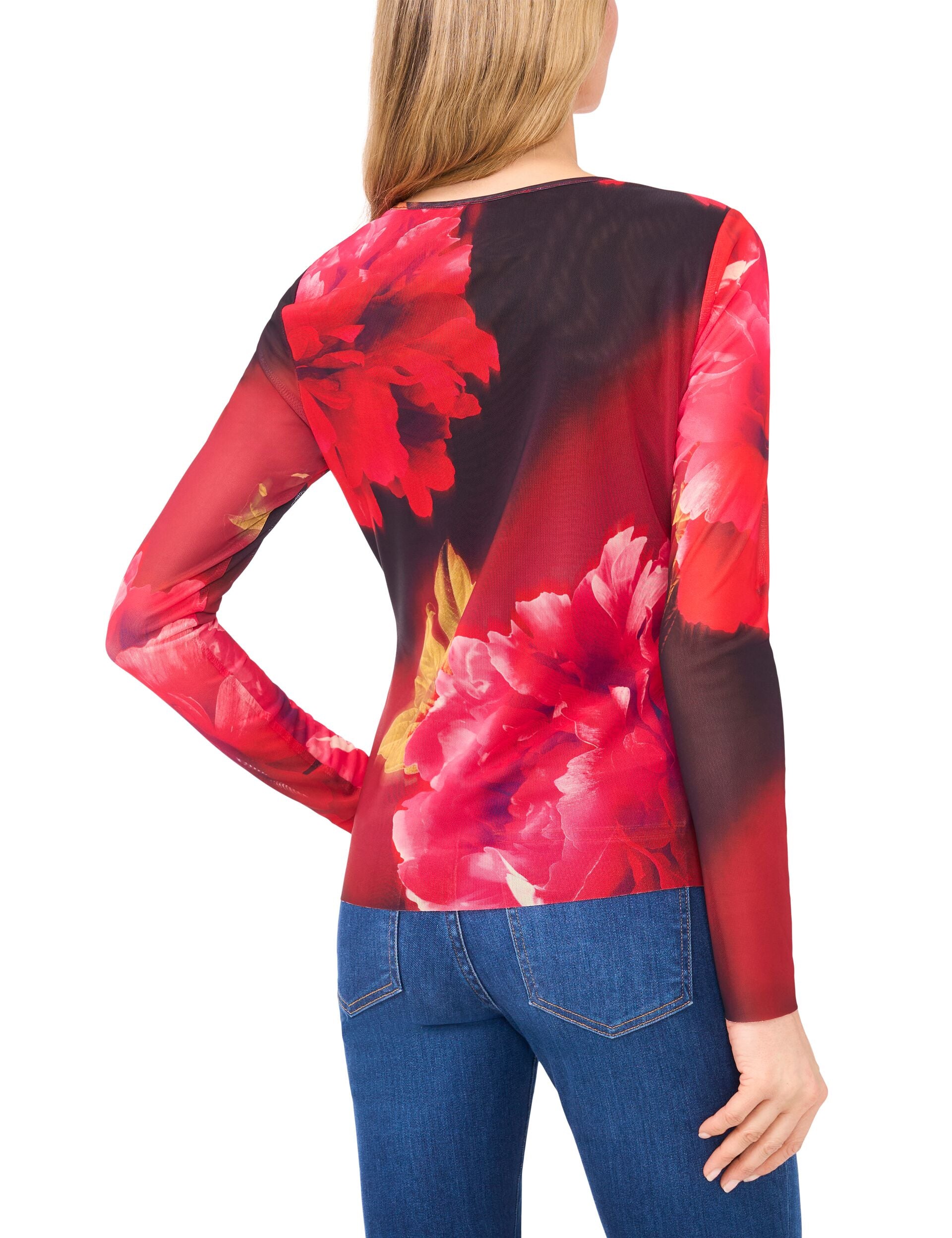 LONG SLEEVE MESH TOP | RED - Image 3