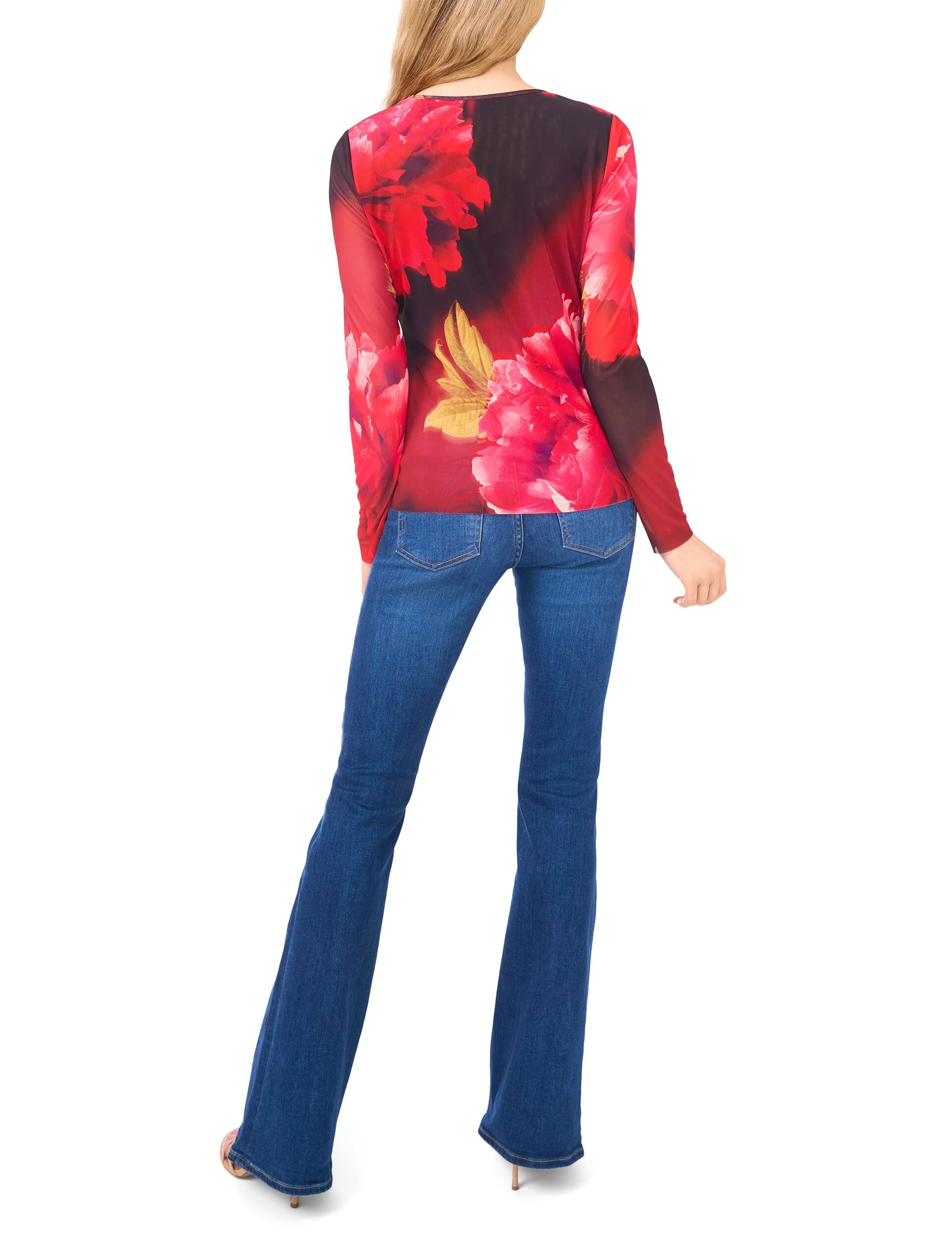 LONG SLEEVE MESH TOP | RED - Image 4