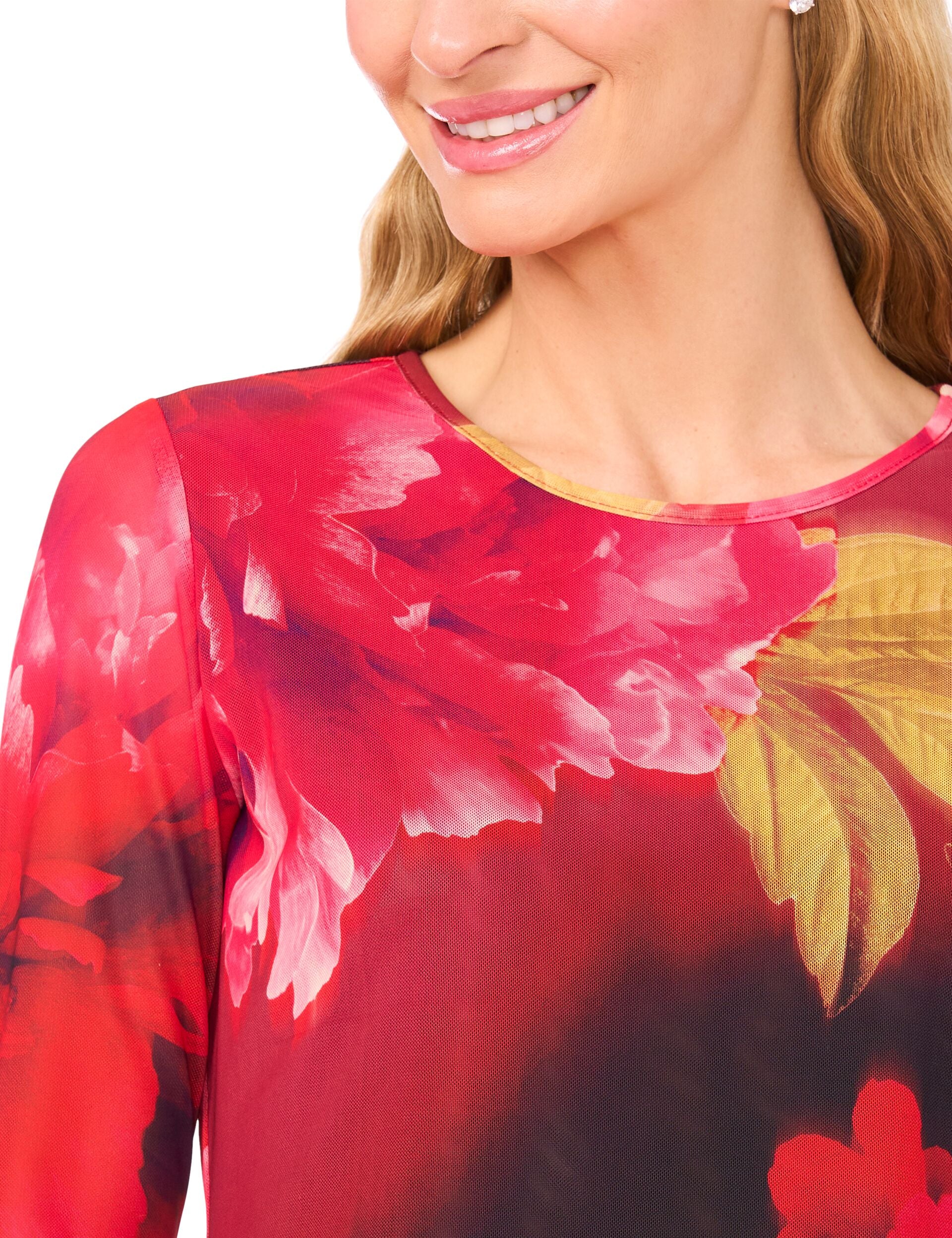 LONG SLEEVE MESH TOP | RED - Image 5