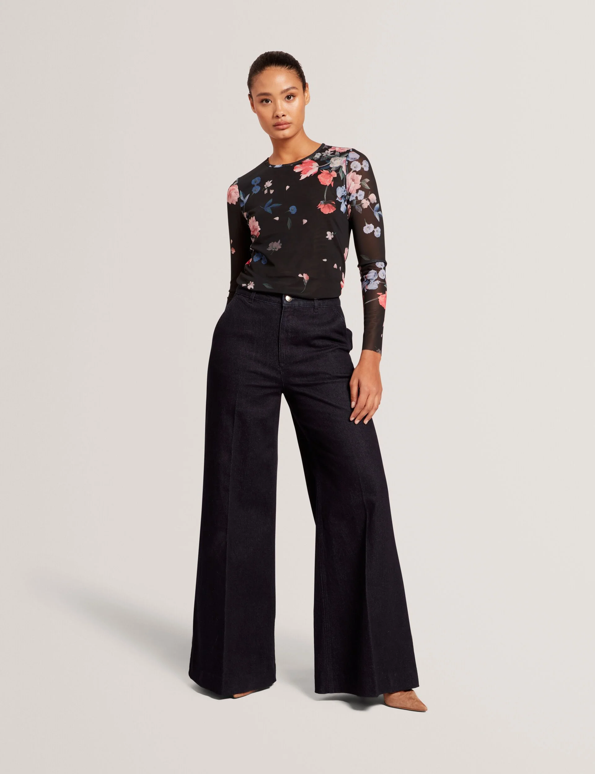 LONG SLEEVE MESH TOP | BLACK - Image 2